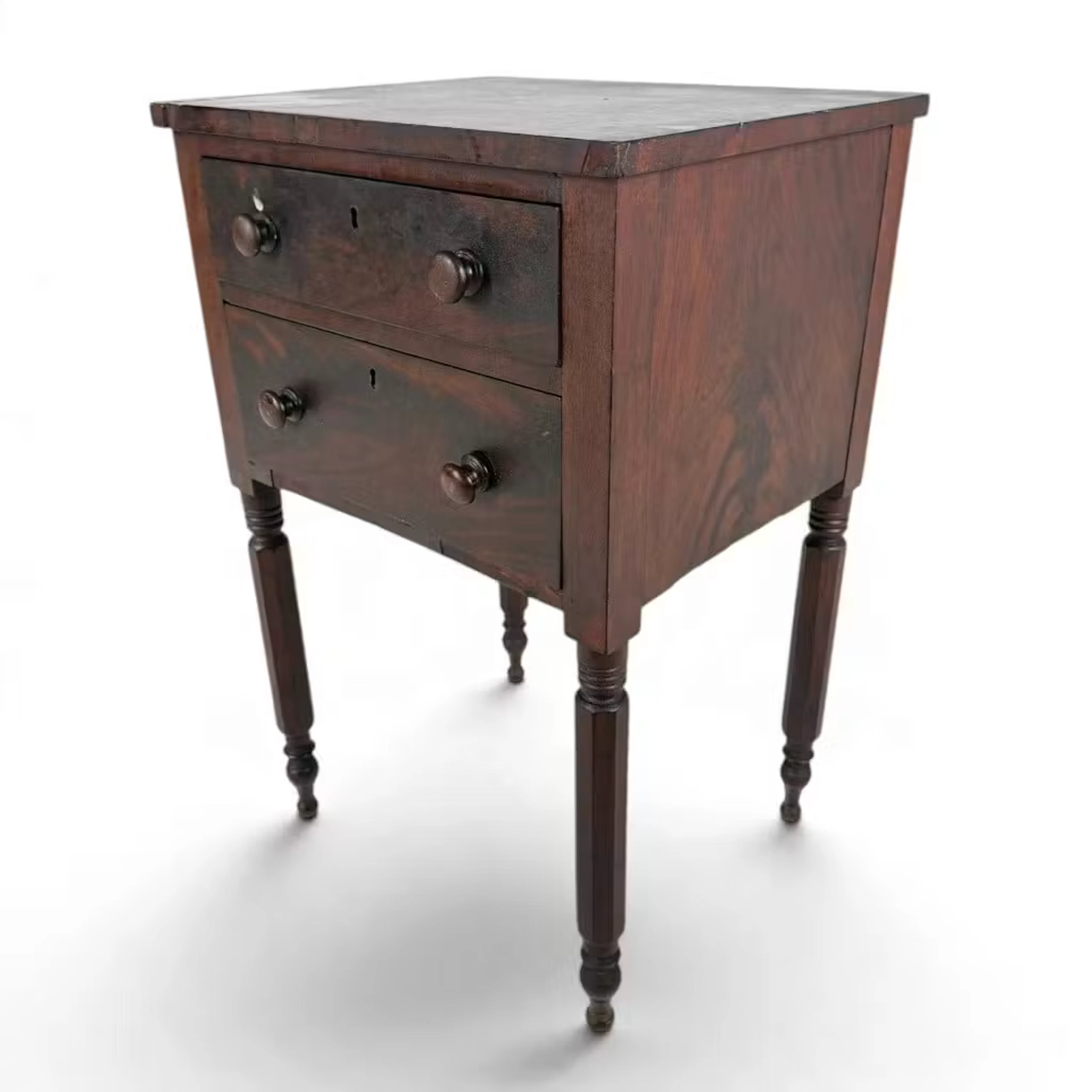 Lot 276: Federal Mahogany Two-Drawer Work Table
