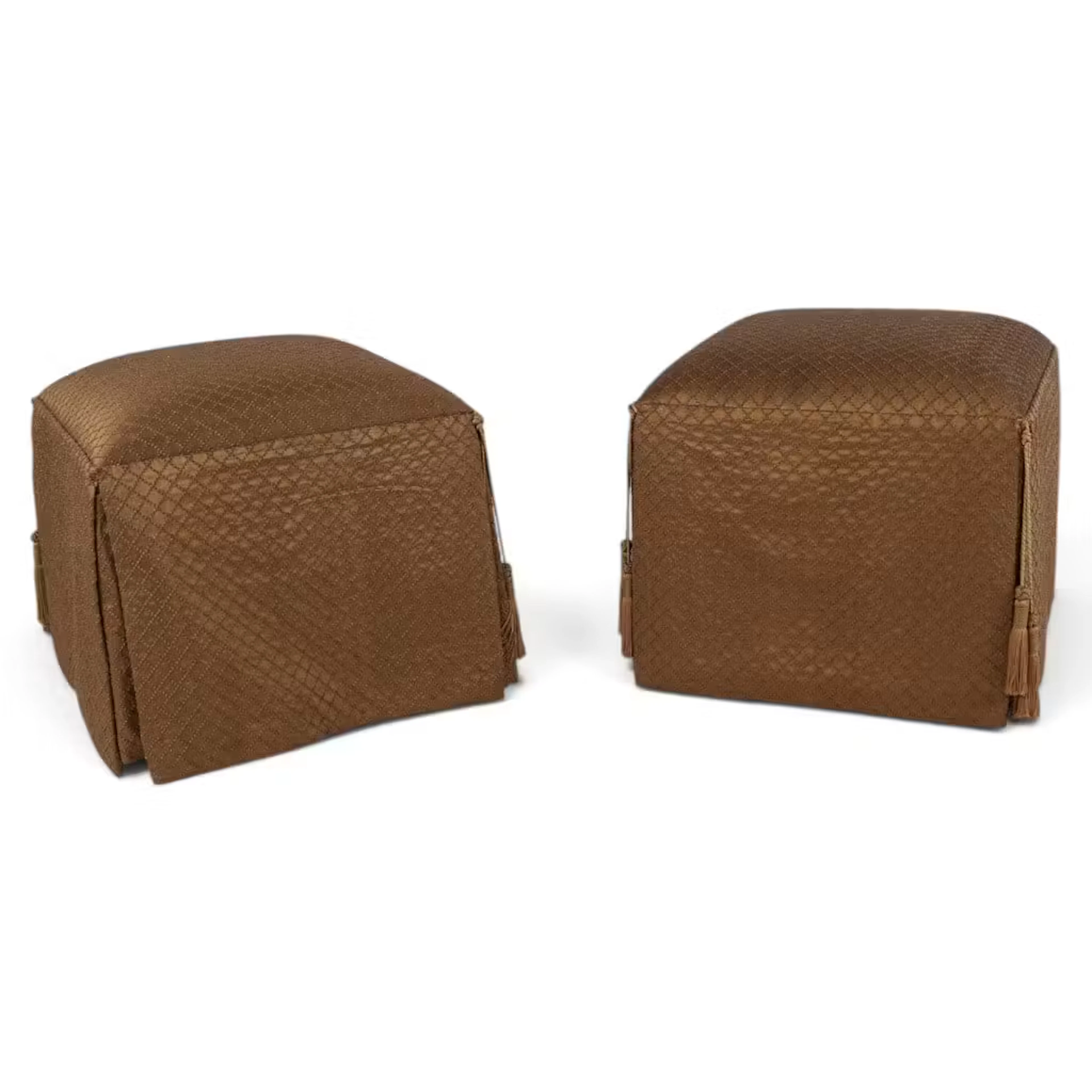 Lot 201: Pair Upholstered Footstools on Casters