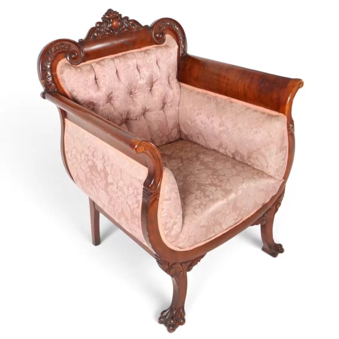 Lot 181: Rococo Revival Claw-Foot Armchair