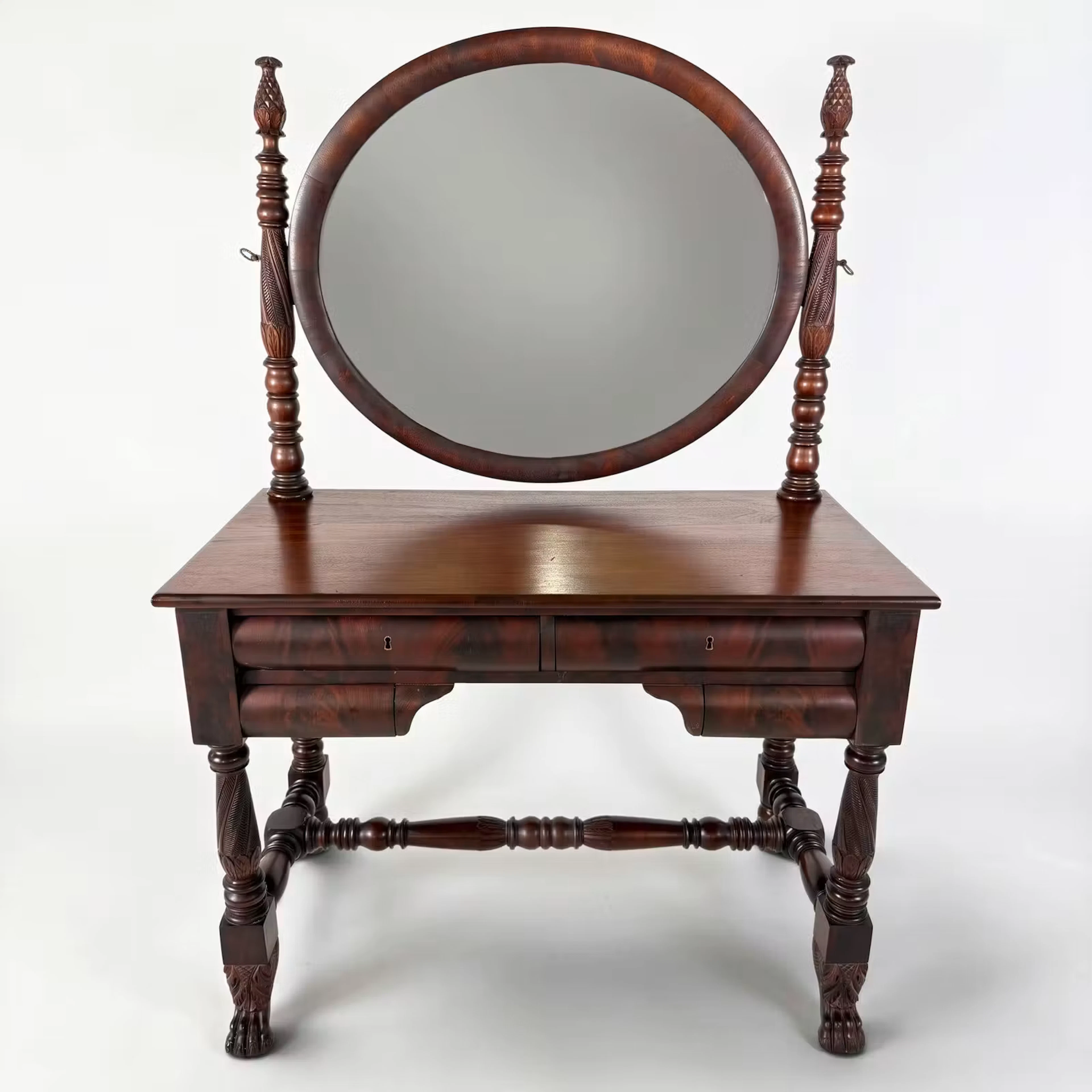Lot 198: Classical Mahogany Dressing Table & Mirror