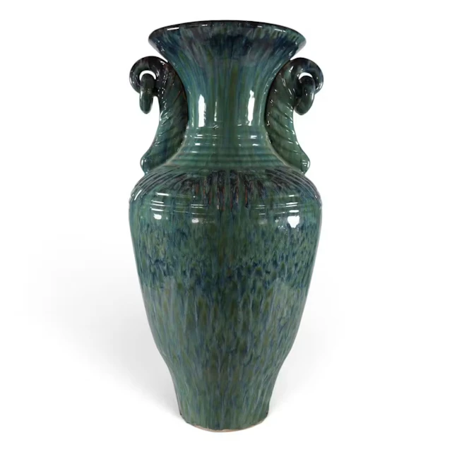 Lot 255: Large Chinese Flambe-Glazed Pottery Vase
