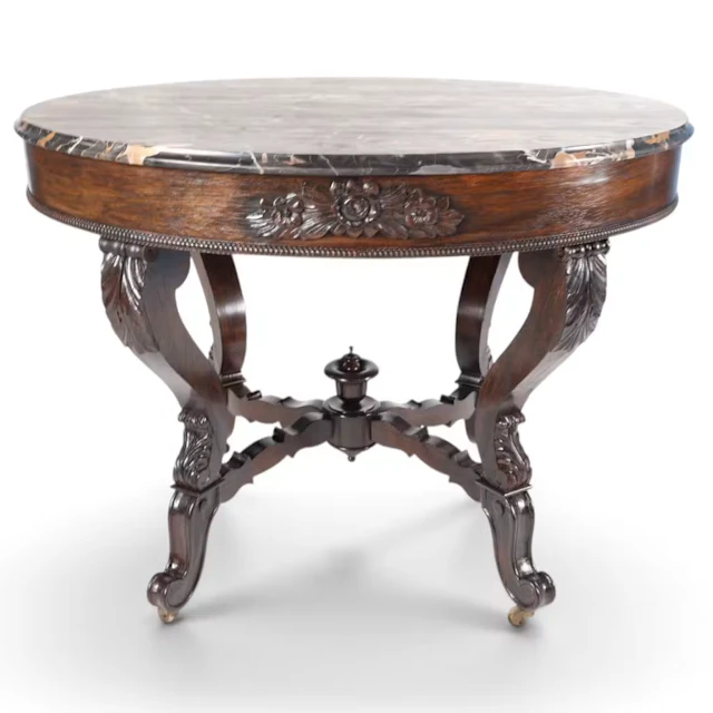 Lot 60: Rococo Rosewood & Marble Center Table