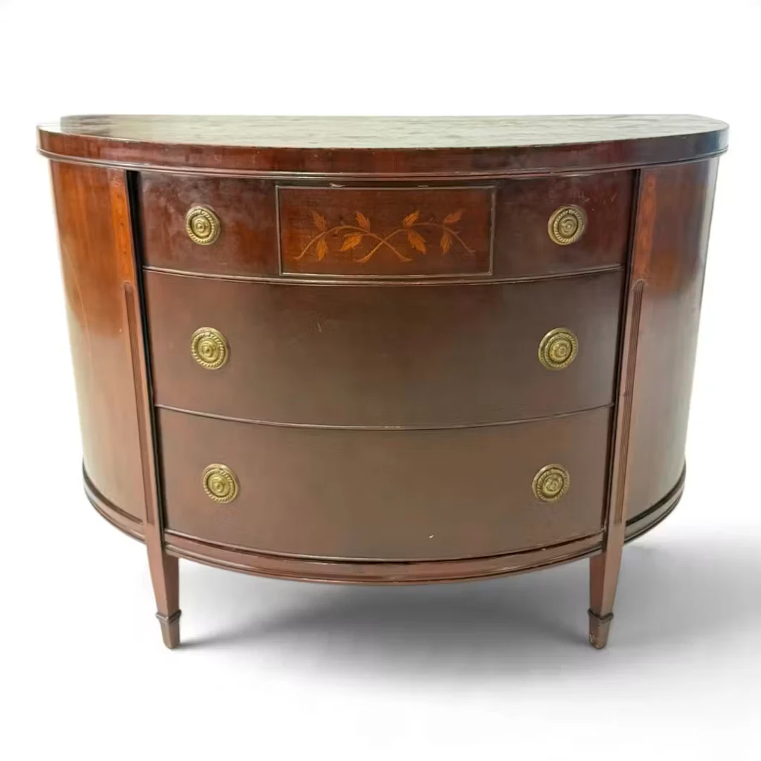 Lot 226: Inlaid Mahogany Demilune Commode