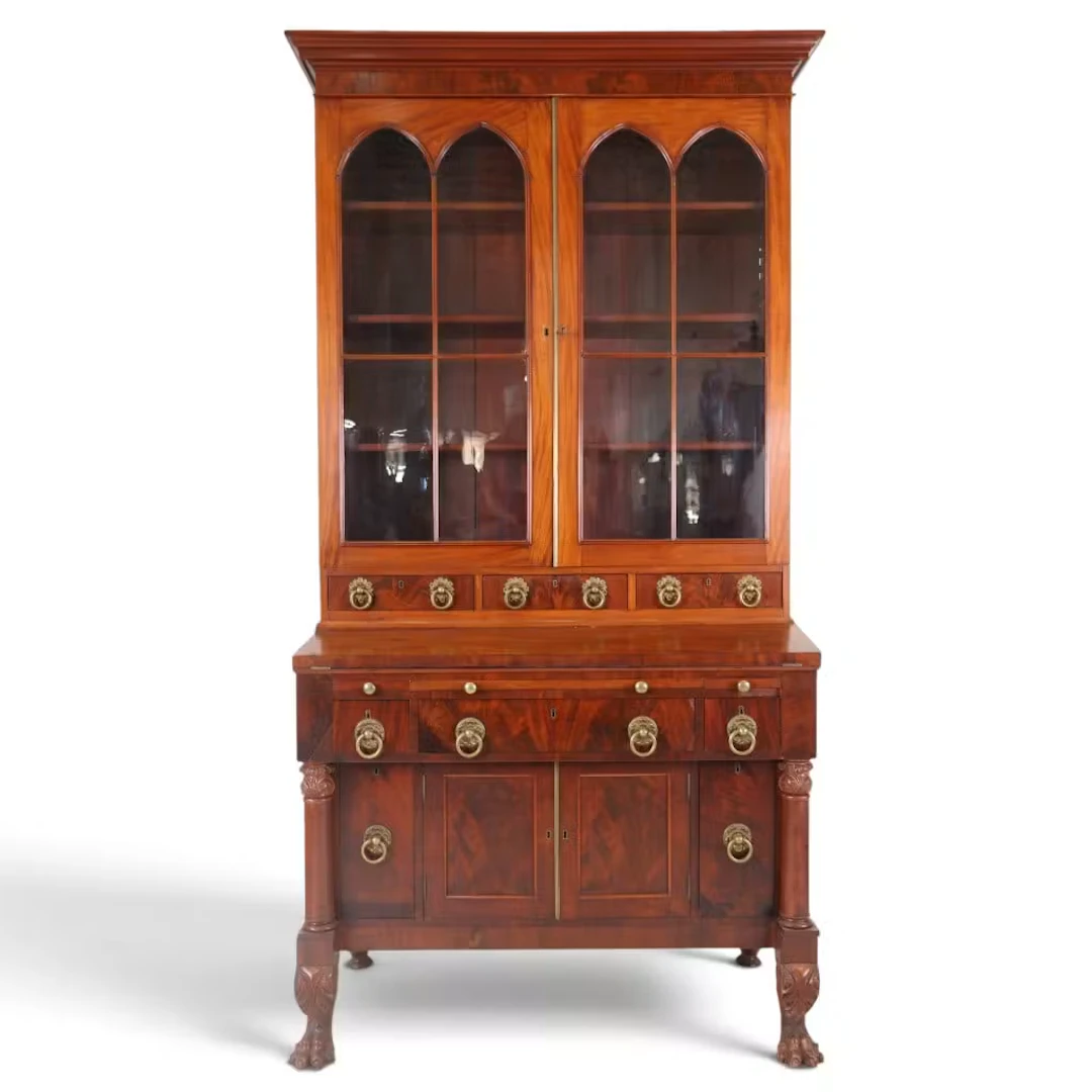 Lot 45: Classical Mahogany Secretary Bookcase