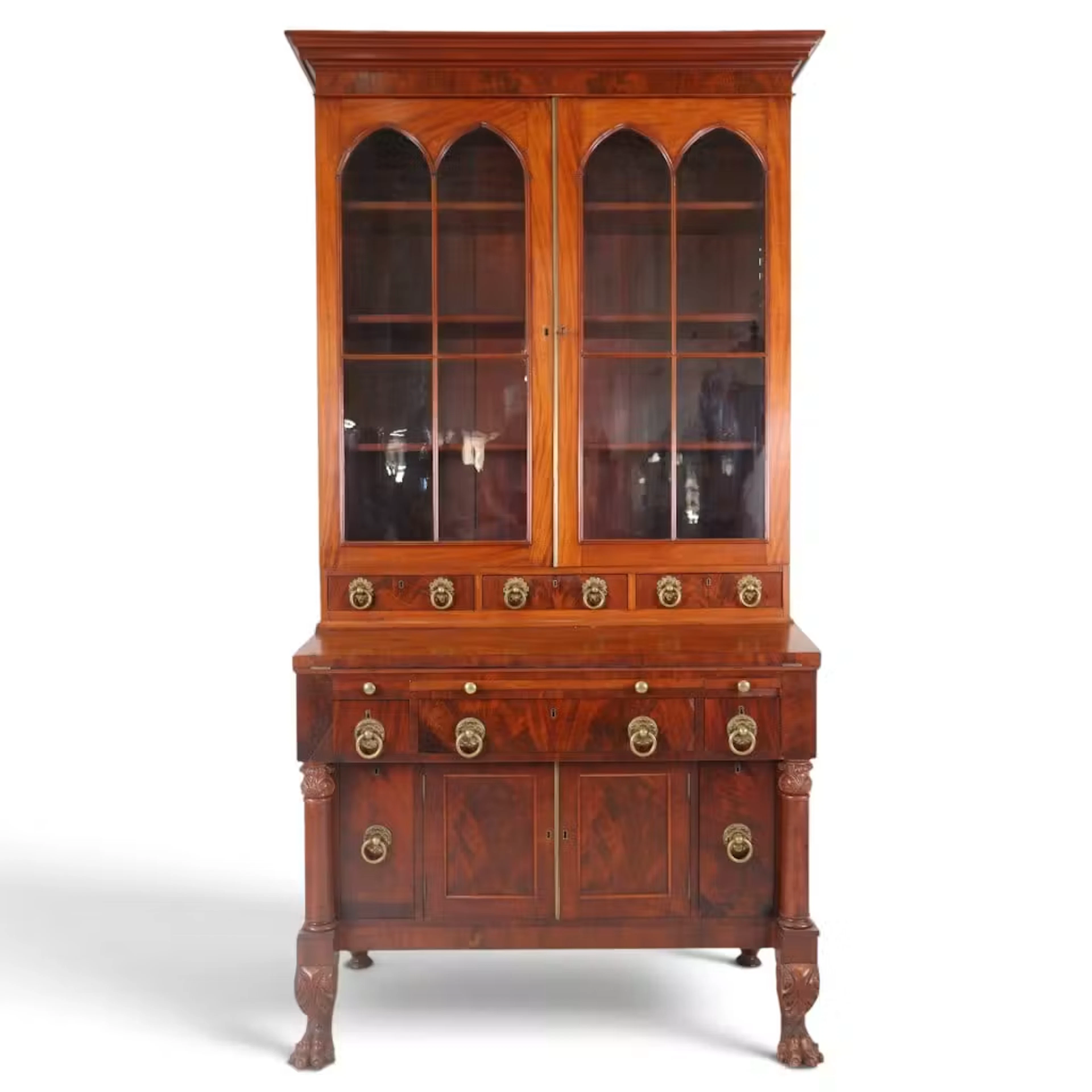 Lot 45: Classical Mahogany Secretary Bookcase