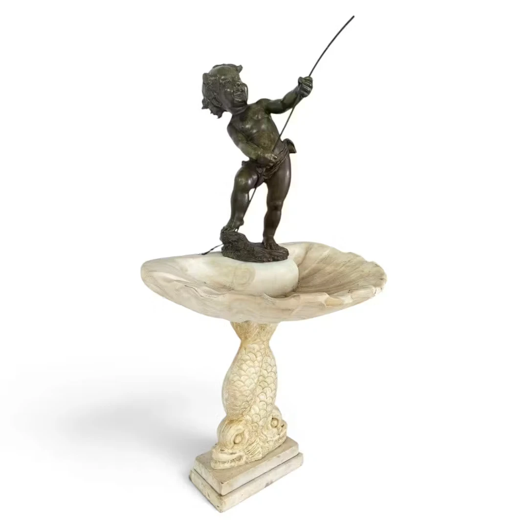 Lot 79: Gabbrielli Bronze & Marble Dolphin Fountain
