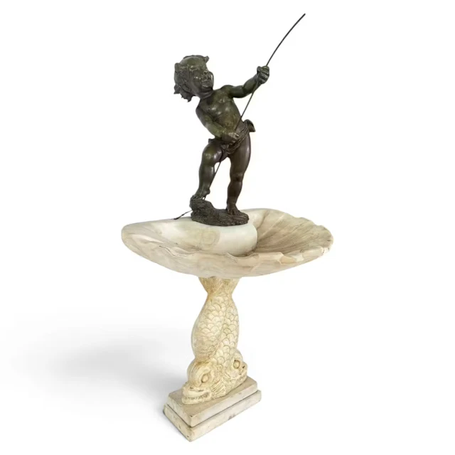 Lot 79: Gabbrielli Bronze & Marble Dolphin Fountain