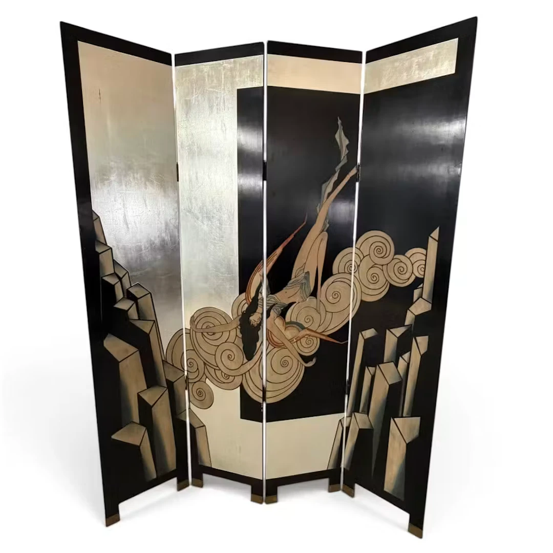 Lot 242: Art Deco Revival Figural Lacquer Screen