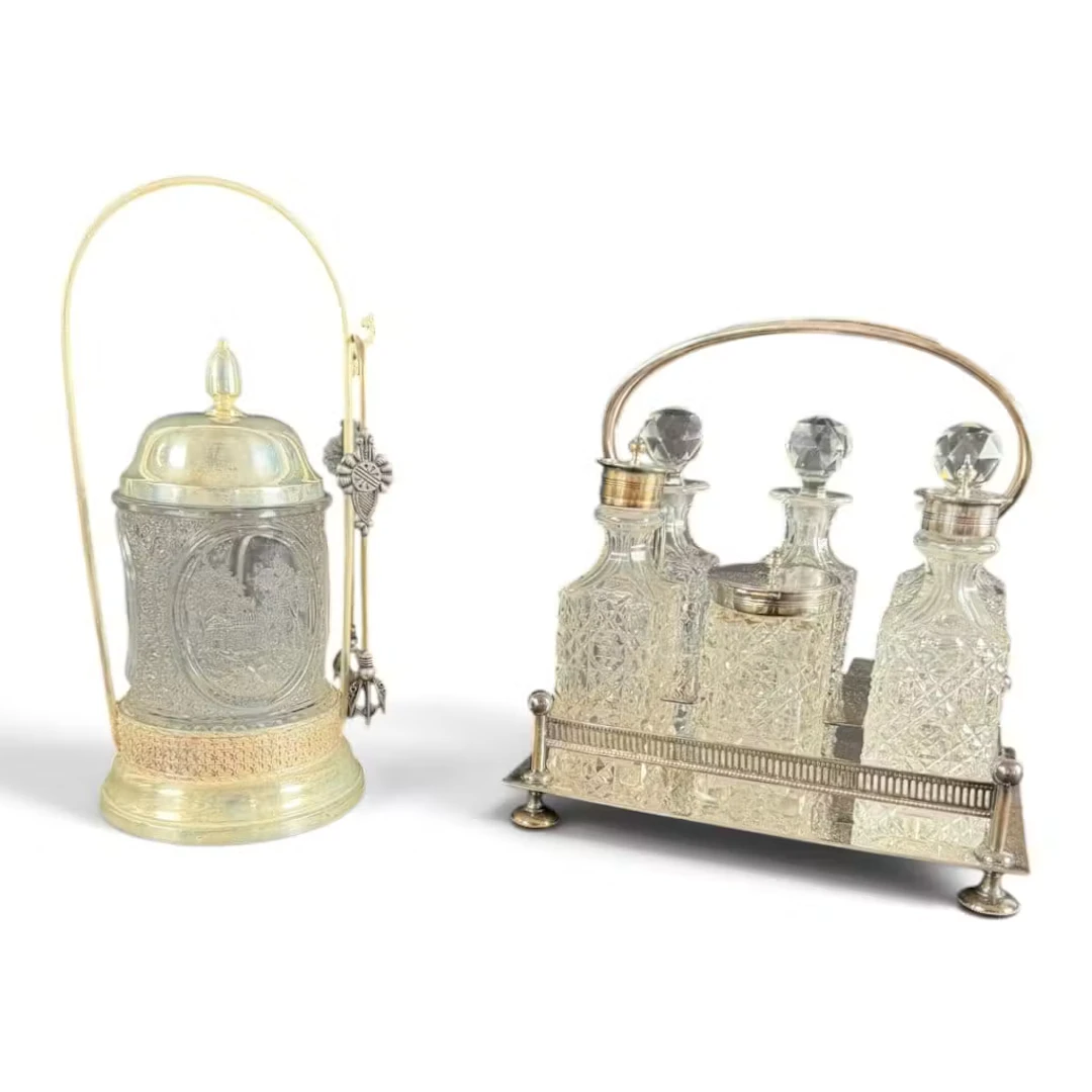 Lot 289A: Silverplate Cruet Set & Hamill Pickle Castor