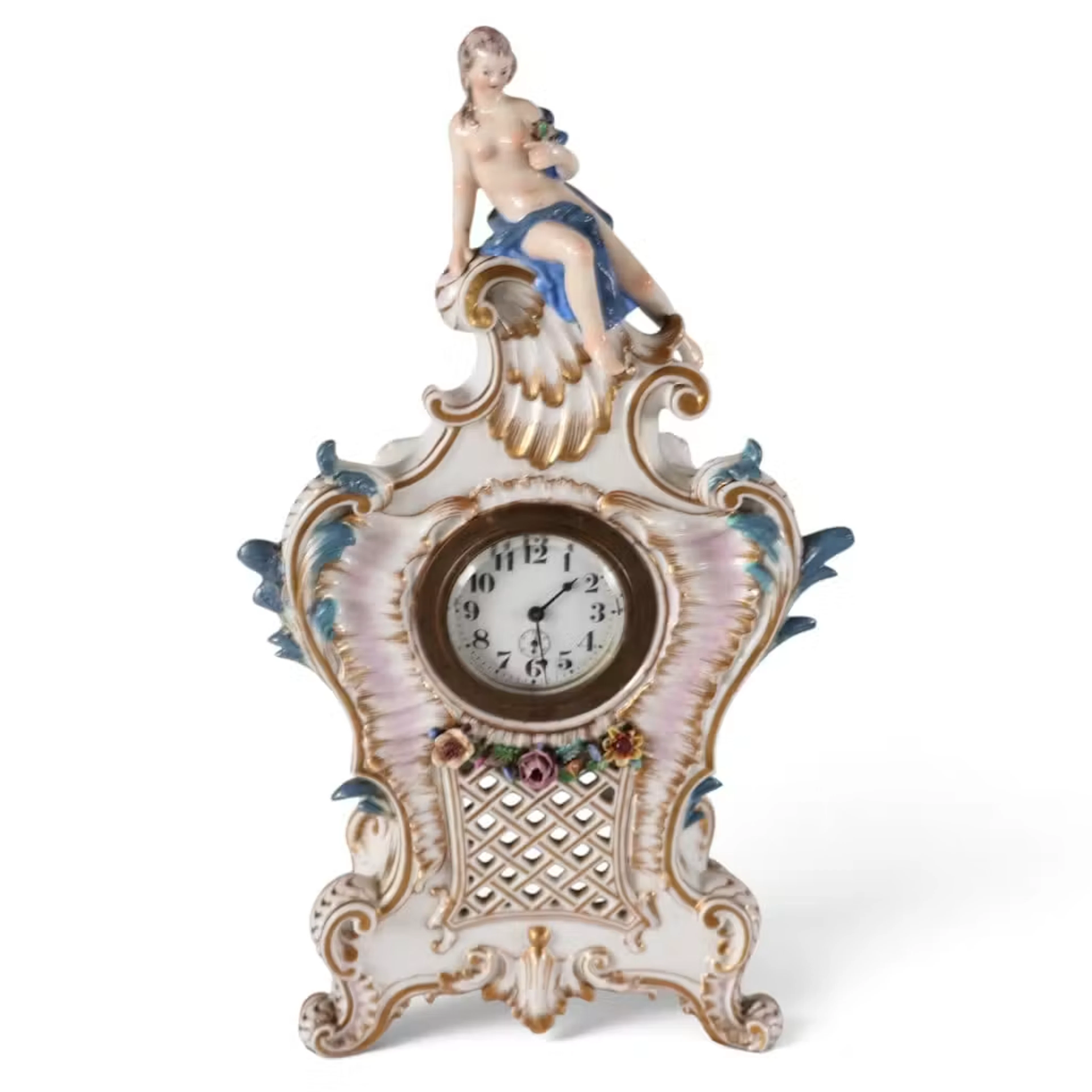 Lot 8: New Haven Figural Porcelain Mantel Clock