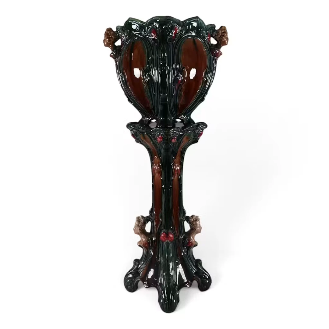 Lot 168: Majolica Style Jardiniere and Pedestal