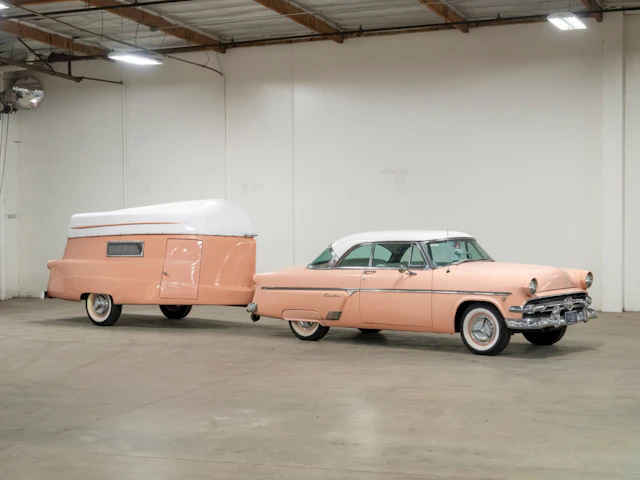 1954 Ford Crestline Victoria with Kom-Pak Sportsman Trailer