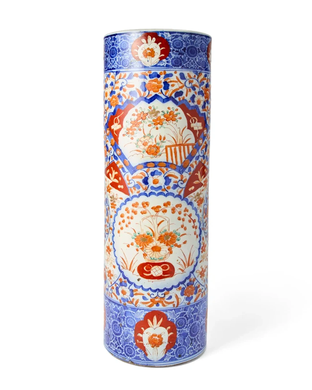 A Japanese Imari stick stand Meiji period Enamelled with...