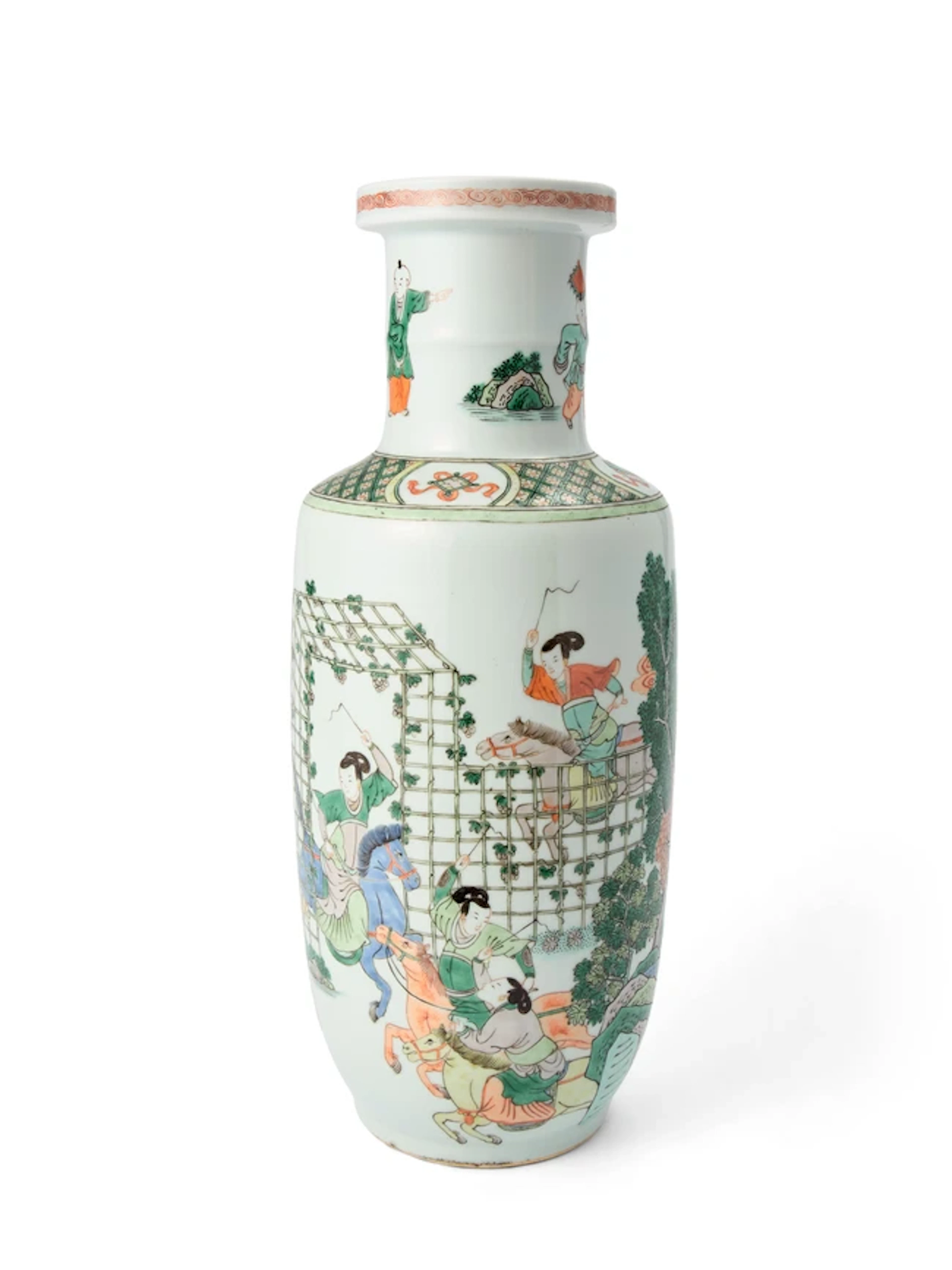 A Chinese famille verte rouleau vase 20th century The...
