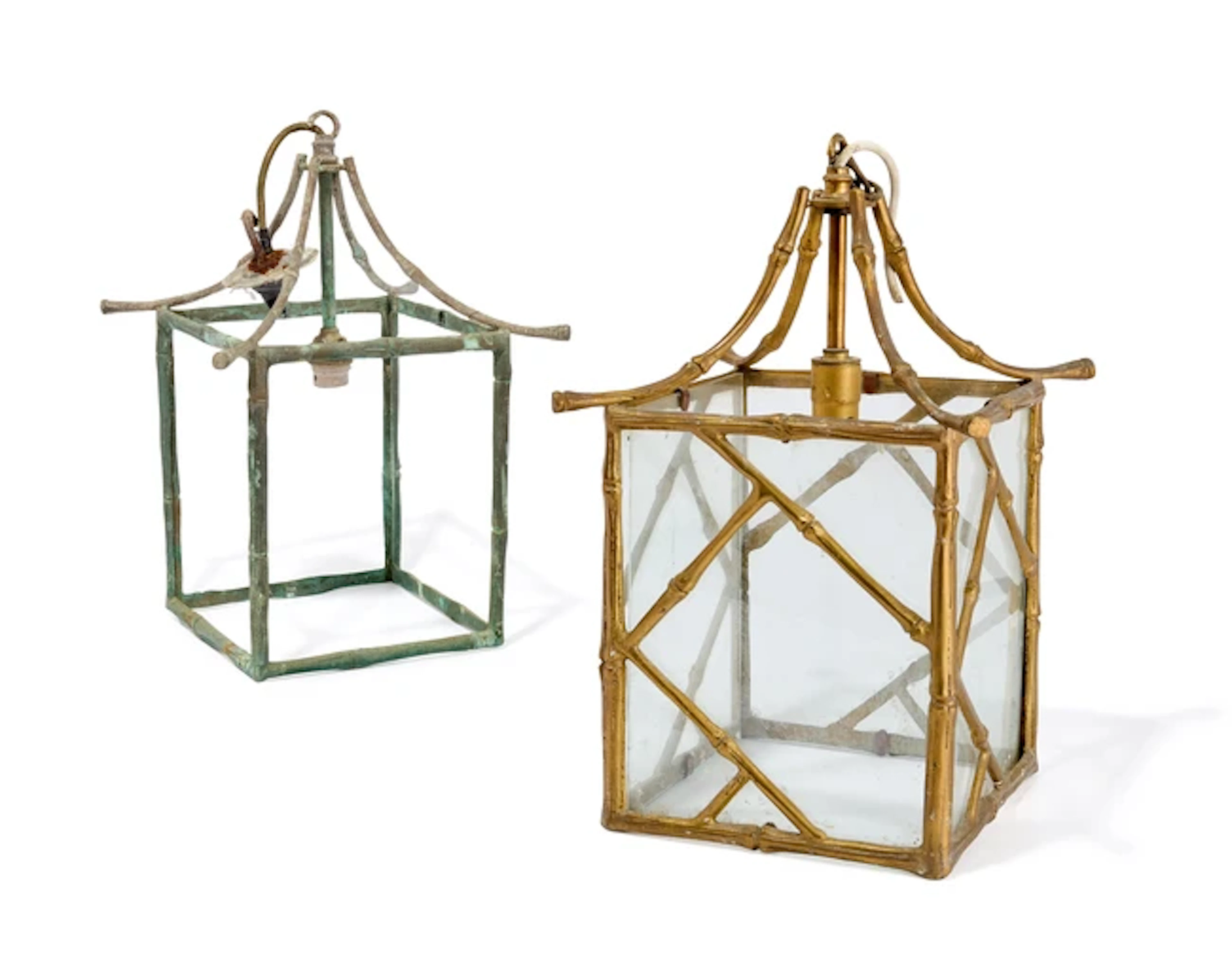 A gilt-bronze faux-bamboo lantern