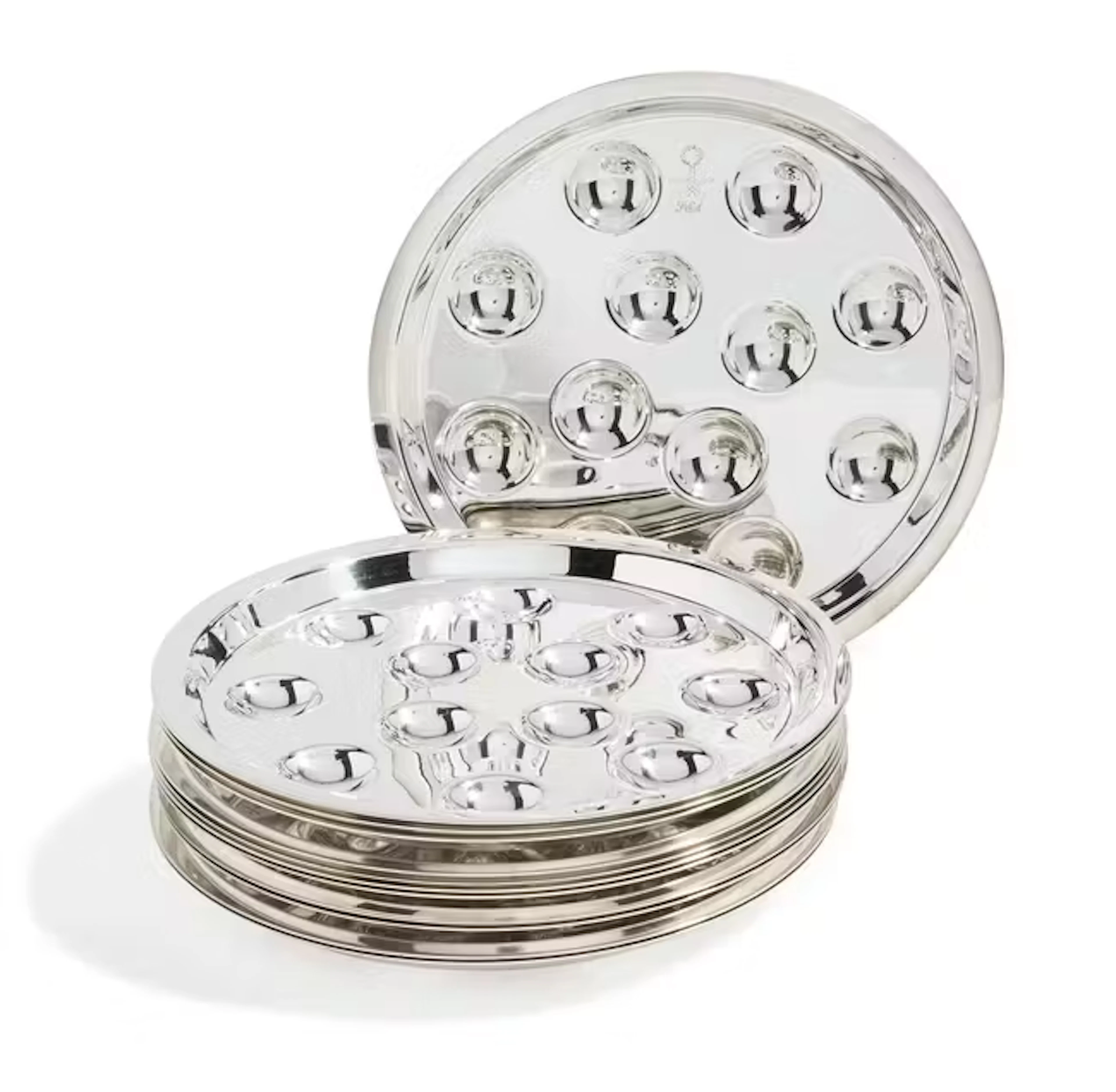 A set of twelve French silver-plated snail plates