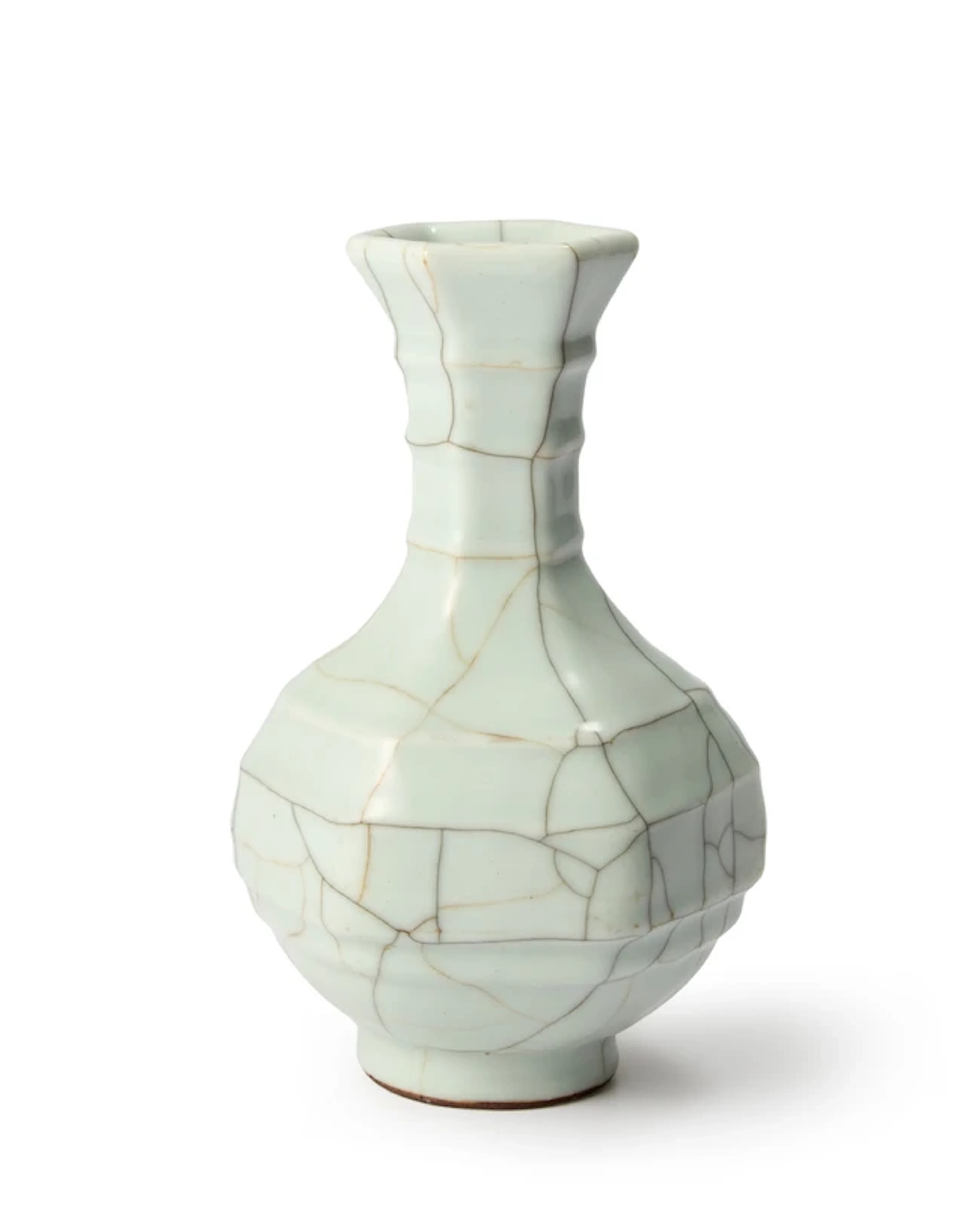 A Chinese Guan-type hexagonal bottle vase Qing dynasty...