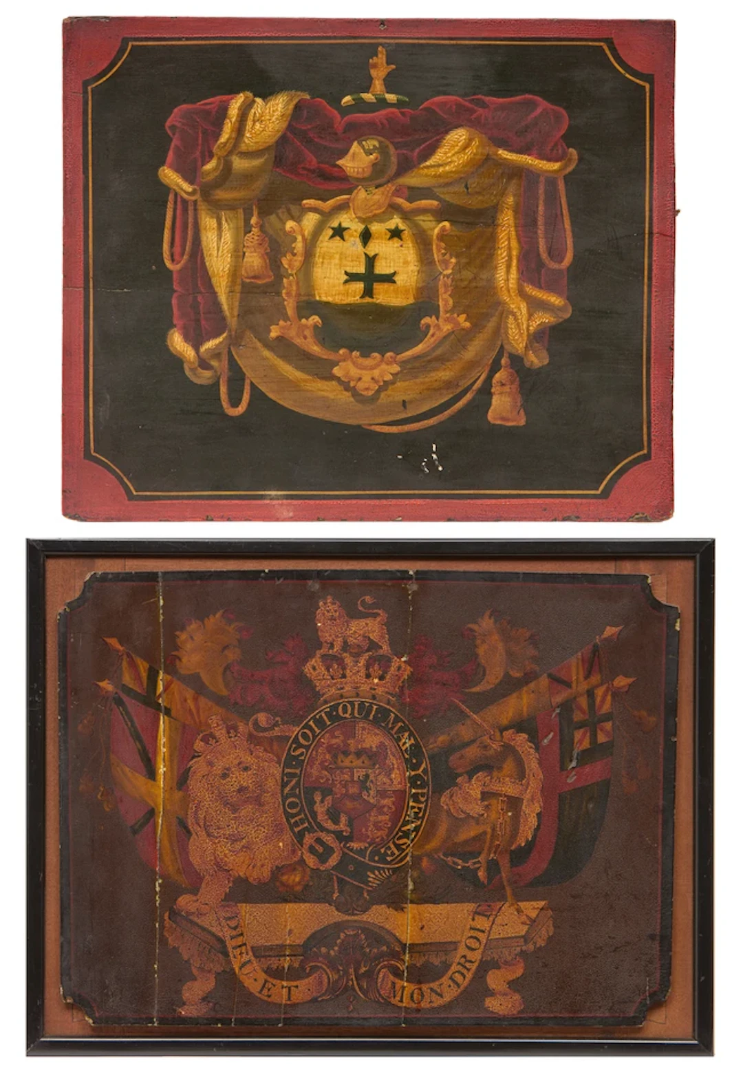 Two armorial coach panels