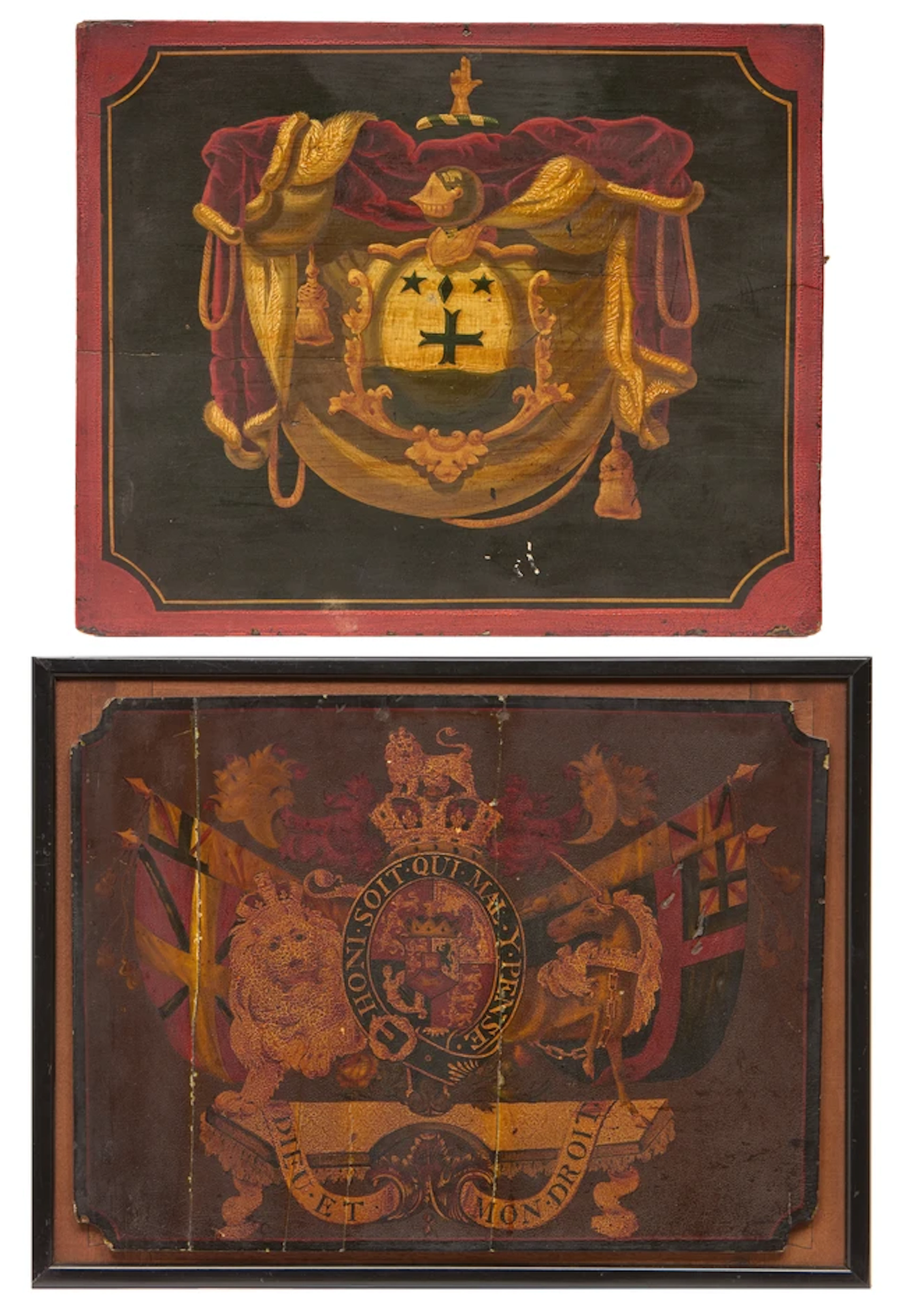 Two armorial coach panels