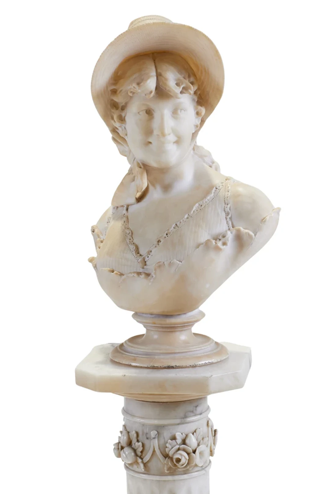 An Italian alabaster bust of a lady