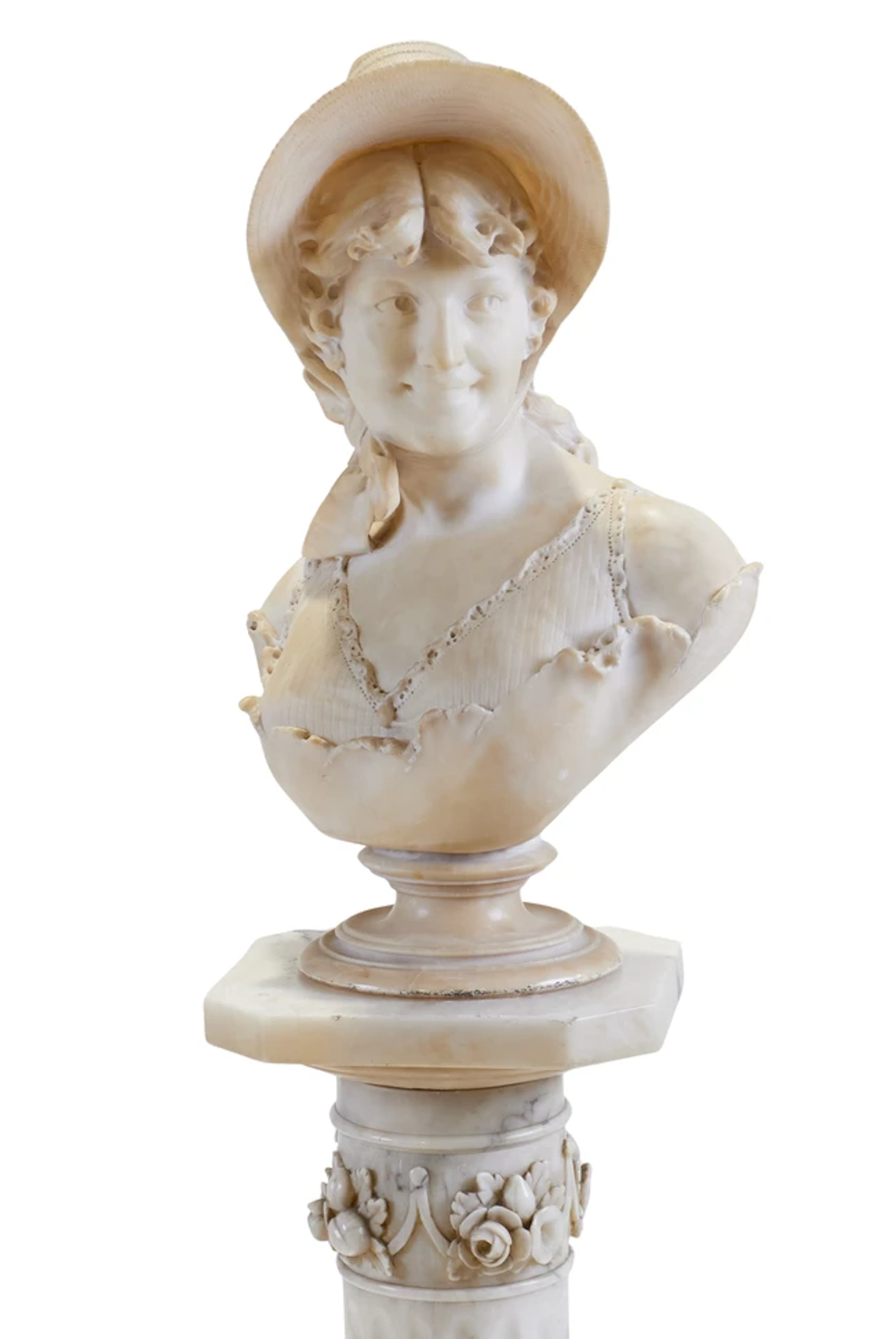 An Italian alabaster bust of a lady