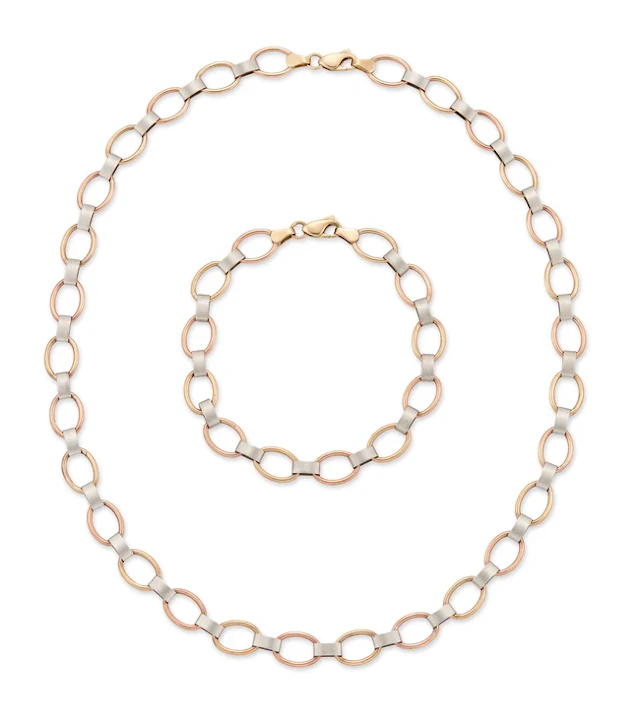 A 9ct gold bracelet and necklace