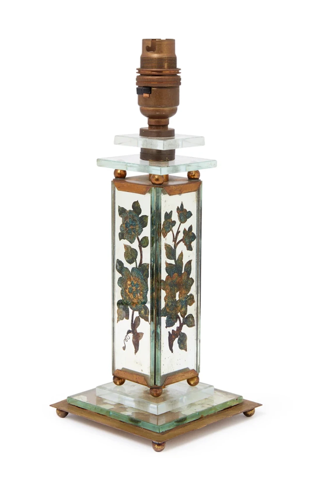 Manner of Maison Baguès Verre Eglomisé table lamp