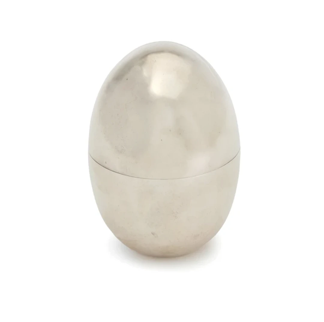 An Elizabeth II silver egg-shaped box