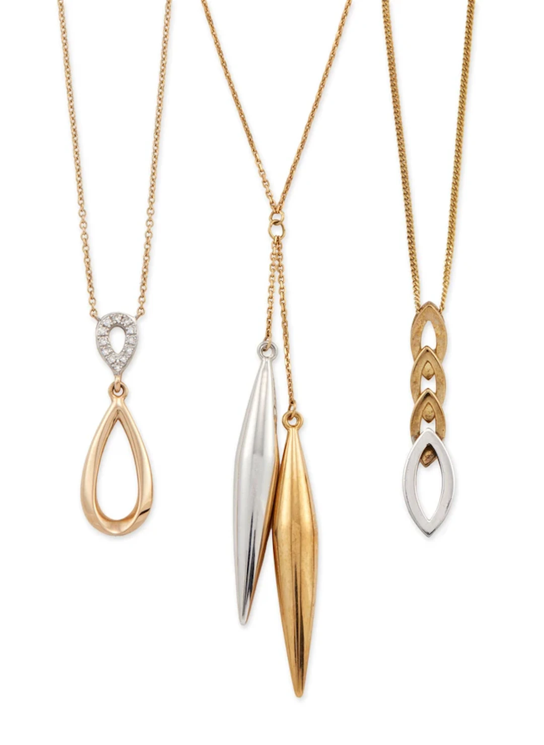 Three pendant necklaces