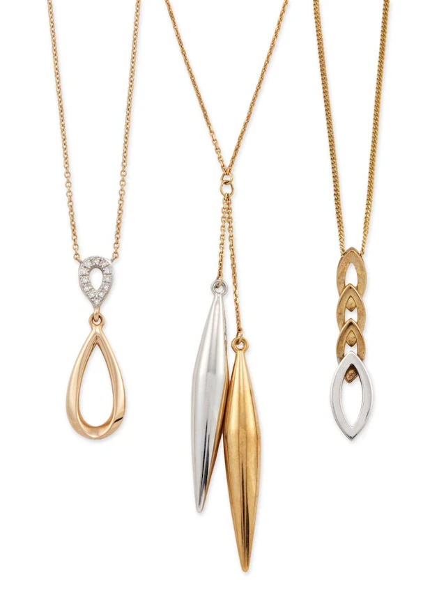 Three pendant necklaces