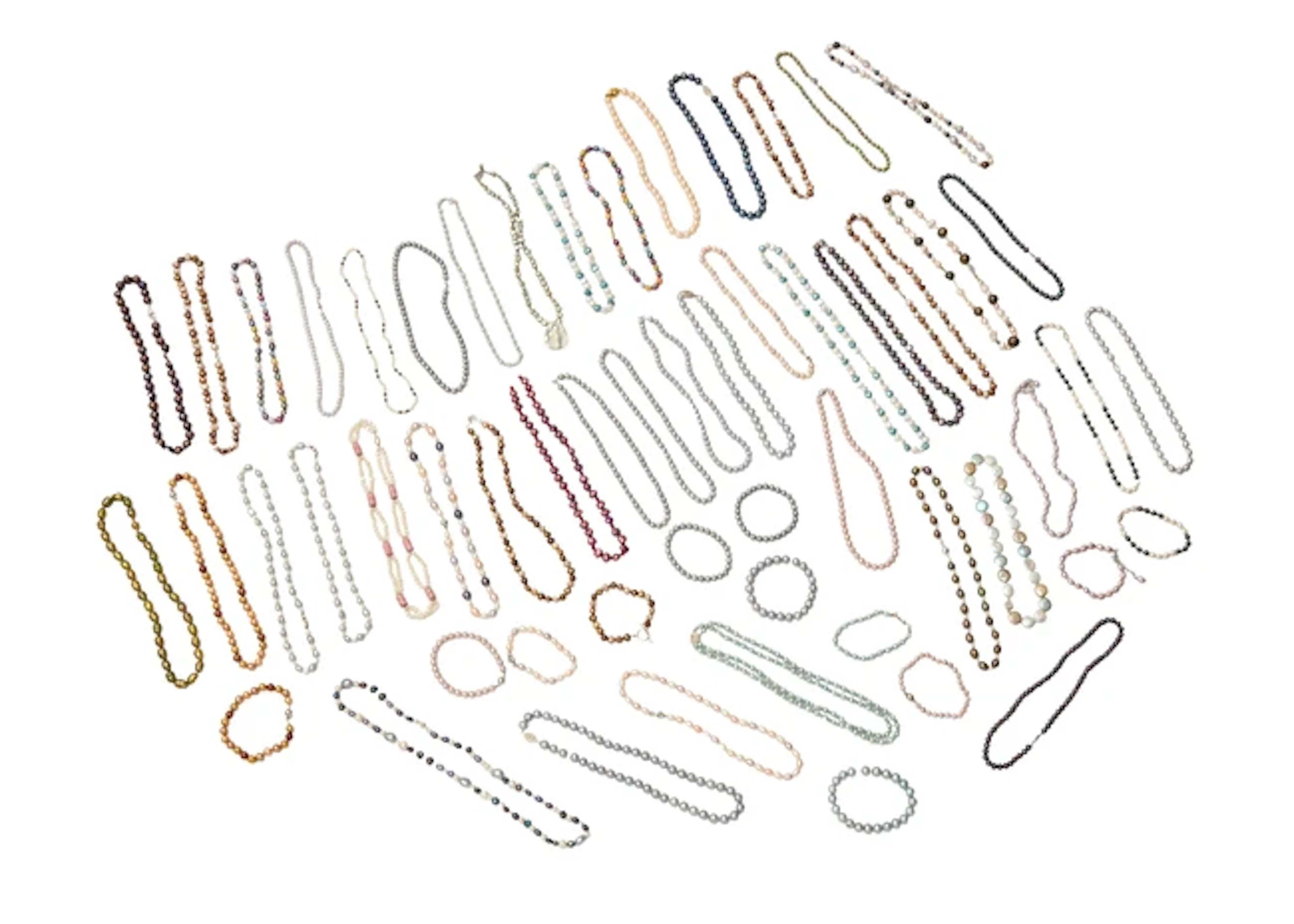 A group of freshwater cultured pearl necklaces and bracelets