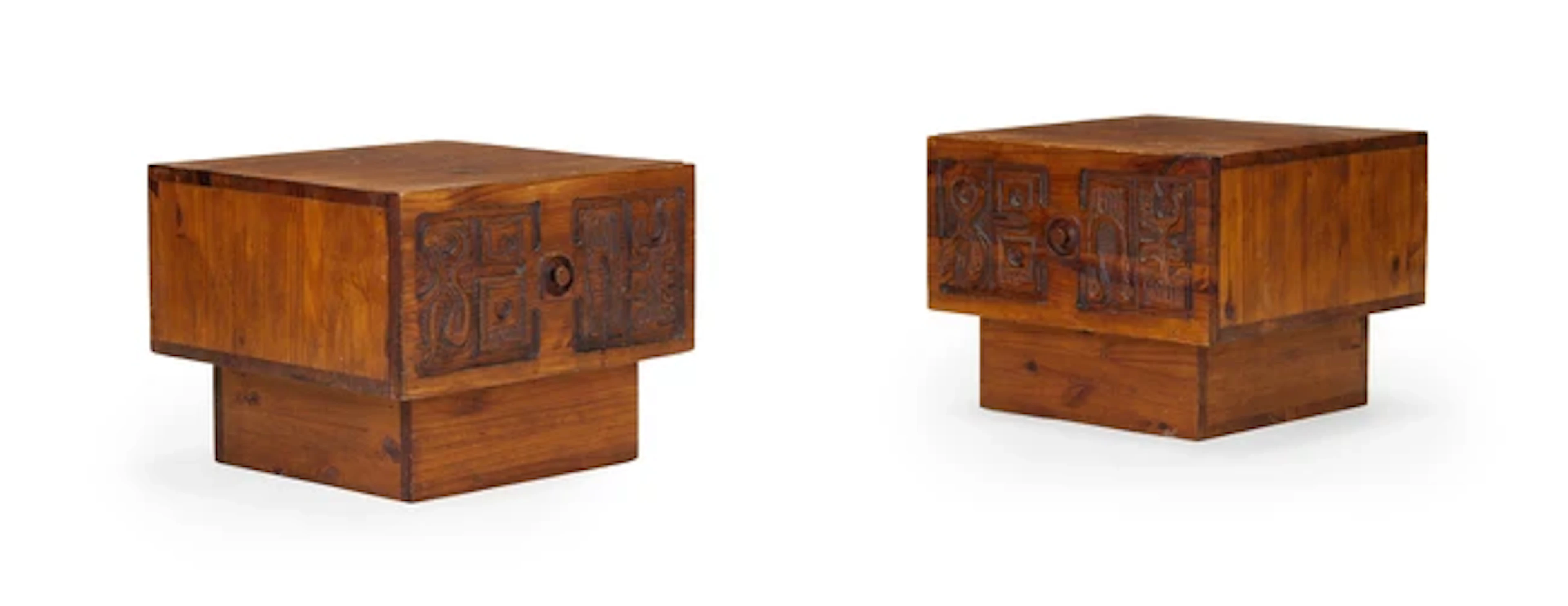 Aquarius Enterprises Pair of South African brutalist bedside cabinets
