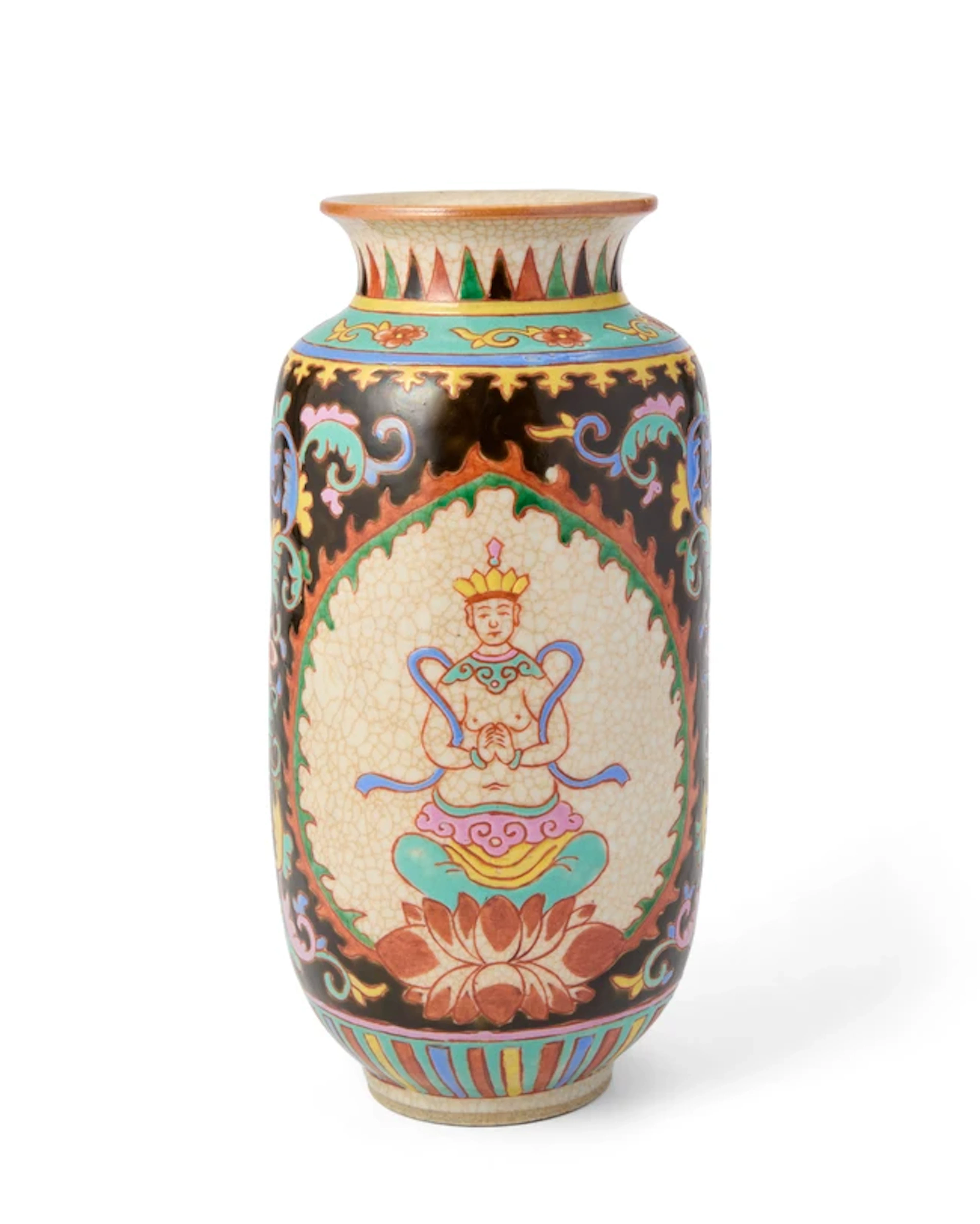A Chinese famille rose and crackled glaze Bencharong-style vase 20th century