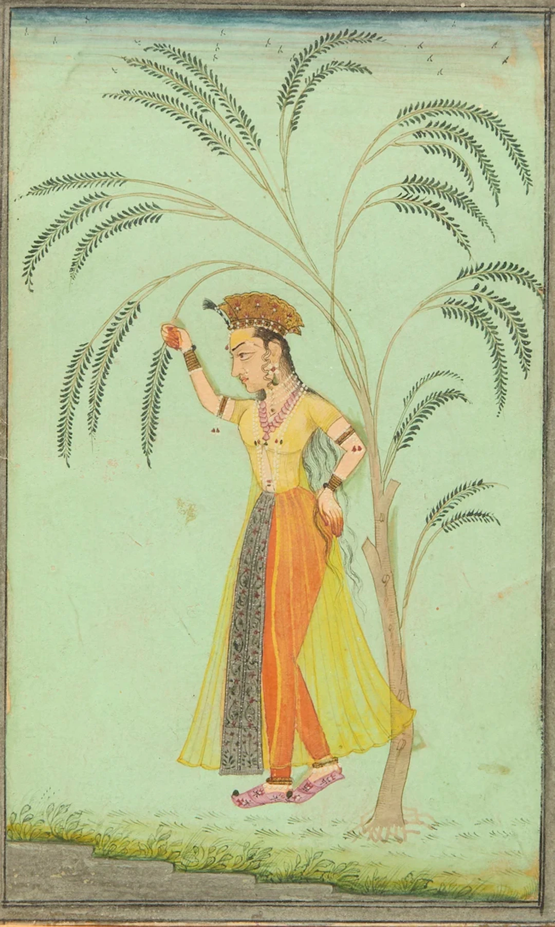 A maiden clasping a tree branch