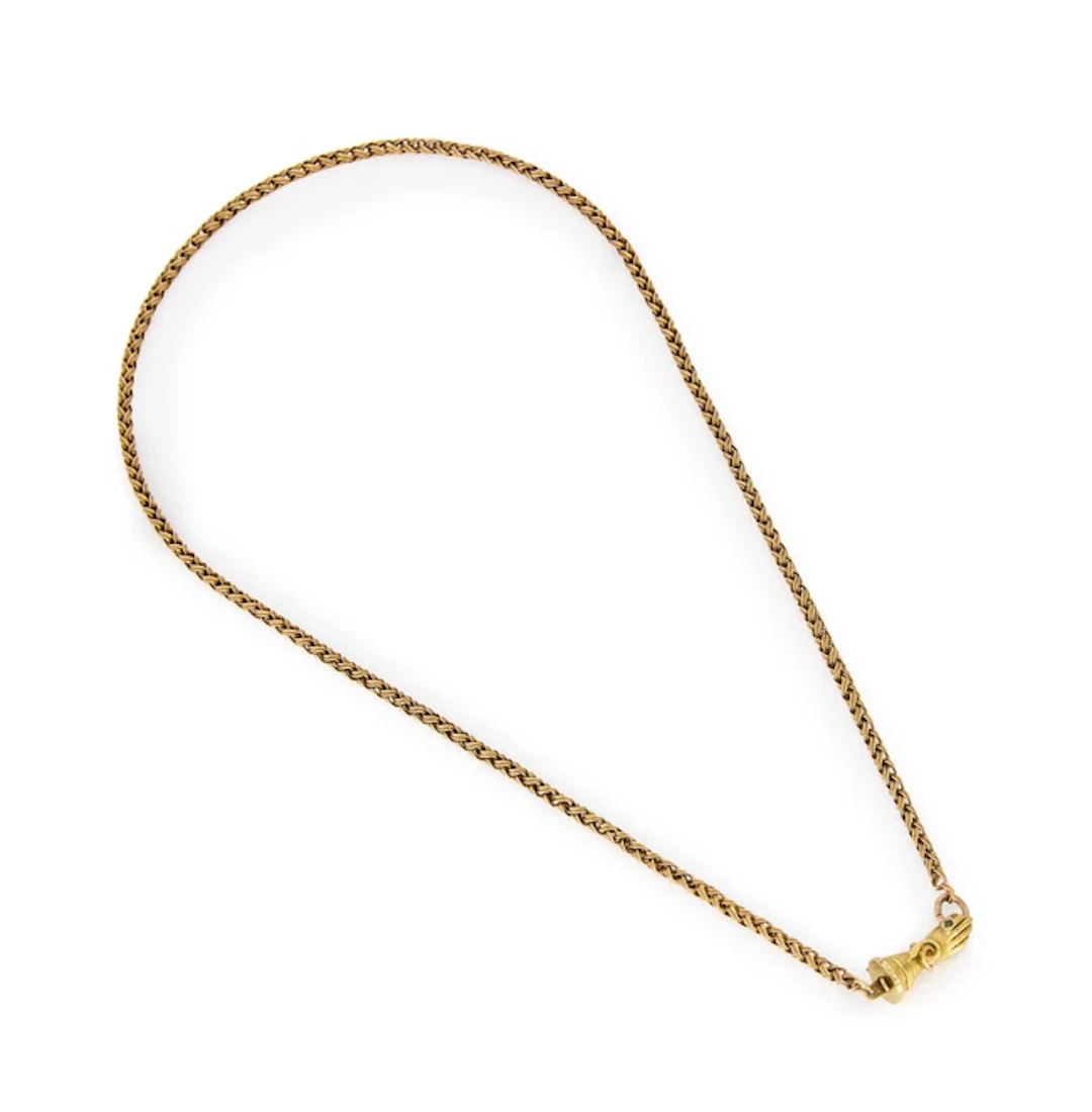 A Georgian gold neck chain with hand clasp