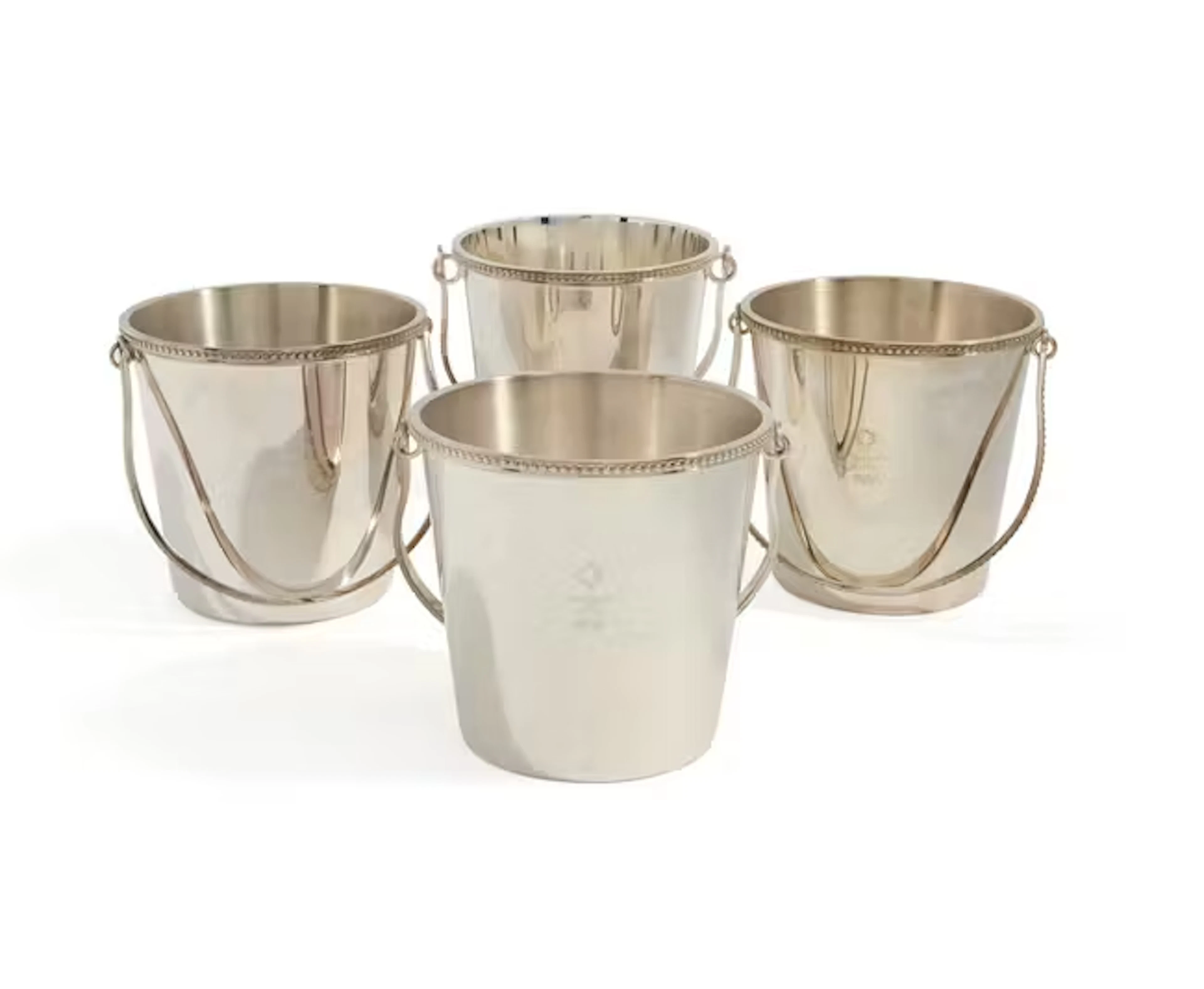 Four French silver-plated ice or wine buckets