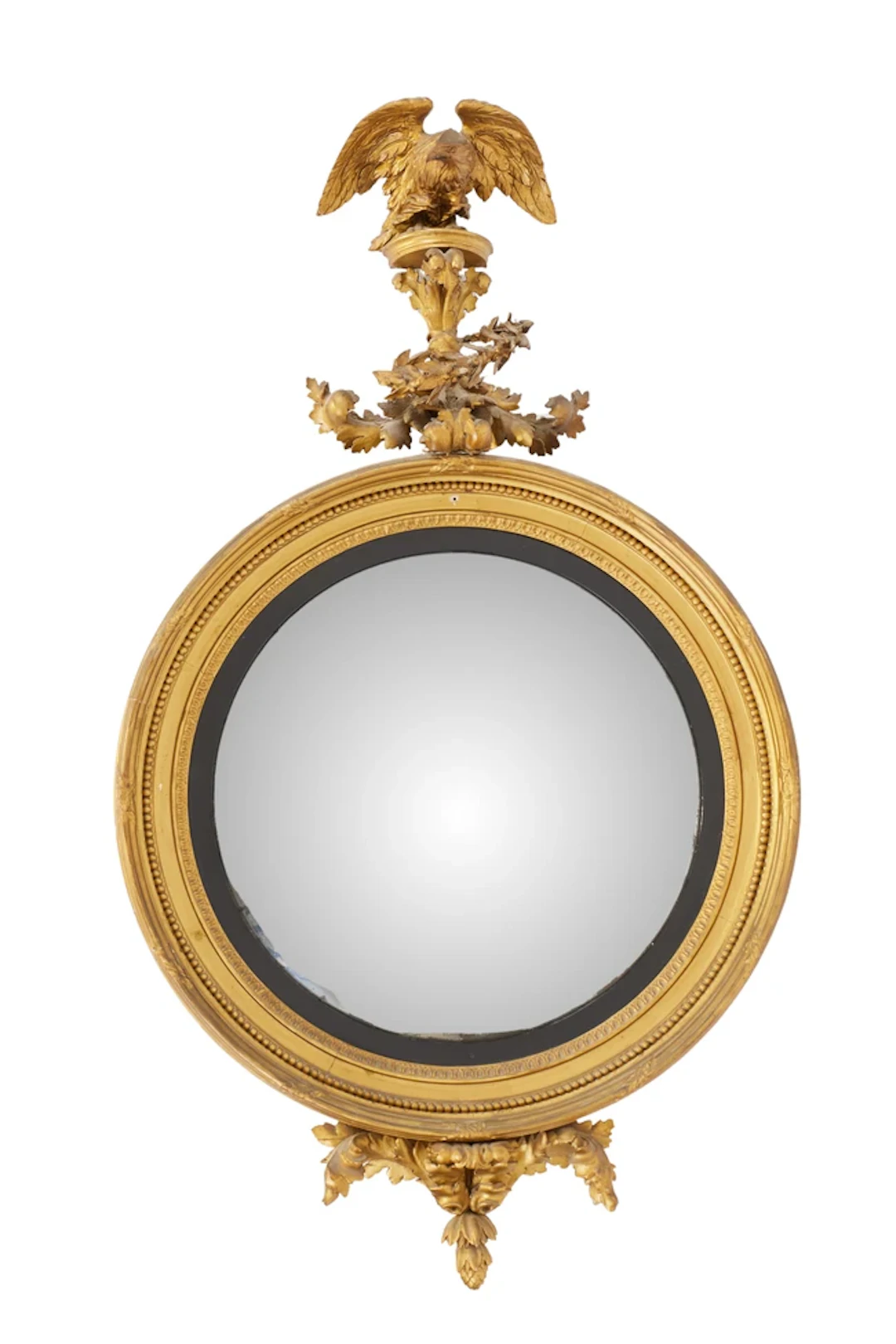 A large Regency giltwood and gesso convex mirror