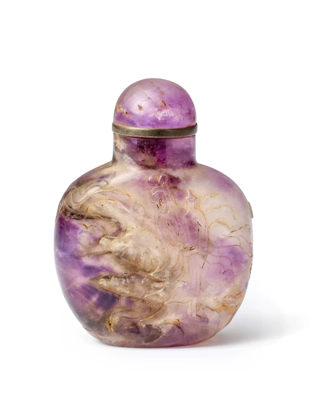 A Chinese amethyst 'Jingping Guanyin' snuff bottle Qing dynasty