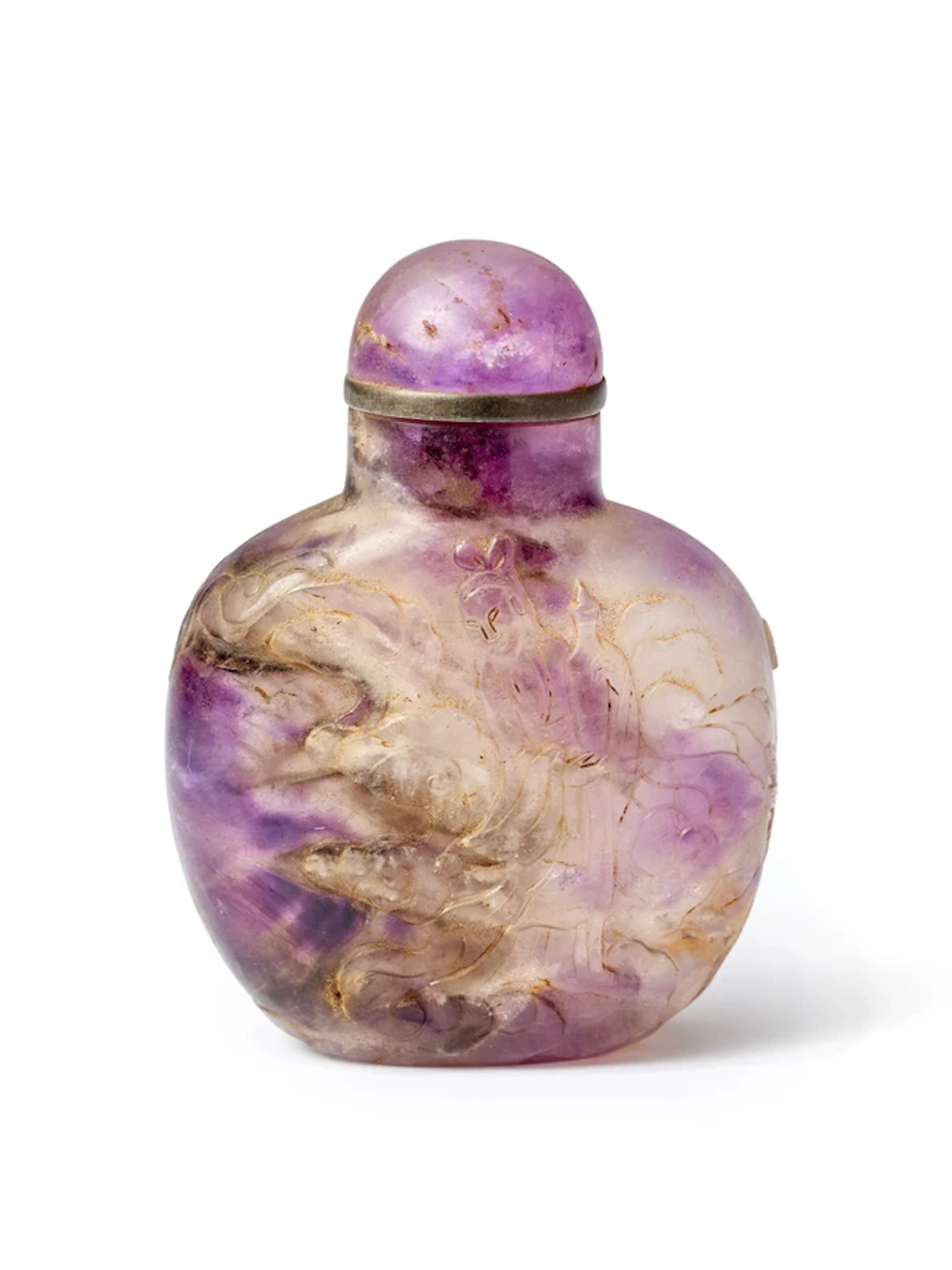 A Chinese amethyst 'Jingping Guanyin' snuff bottle Qing dynasty