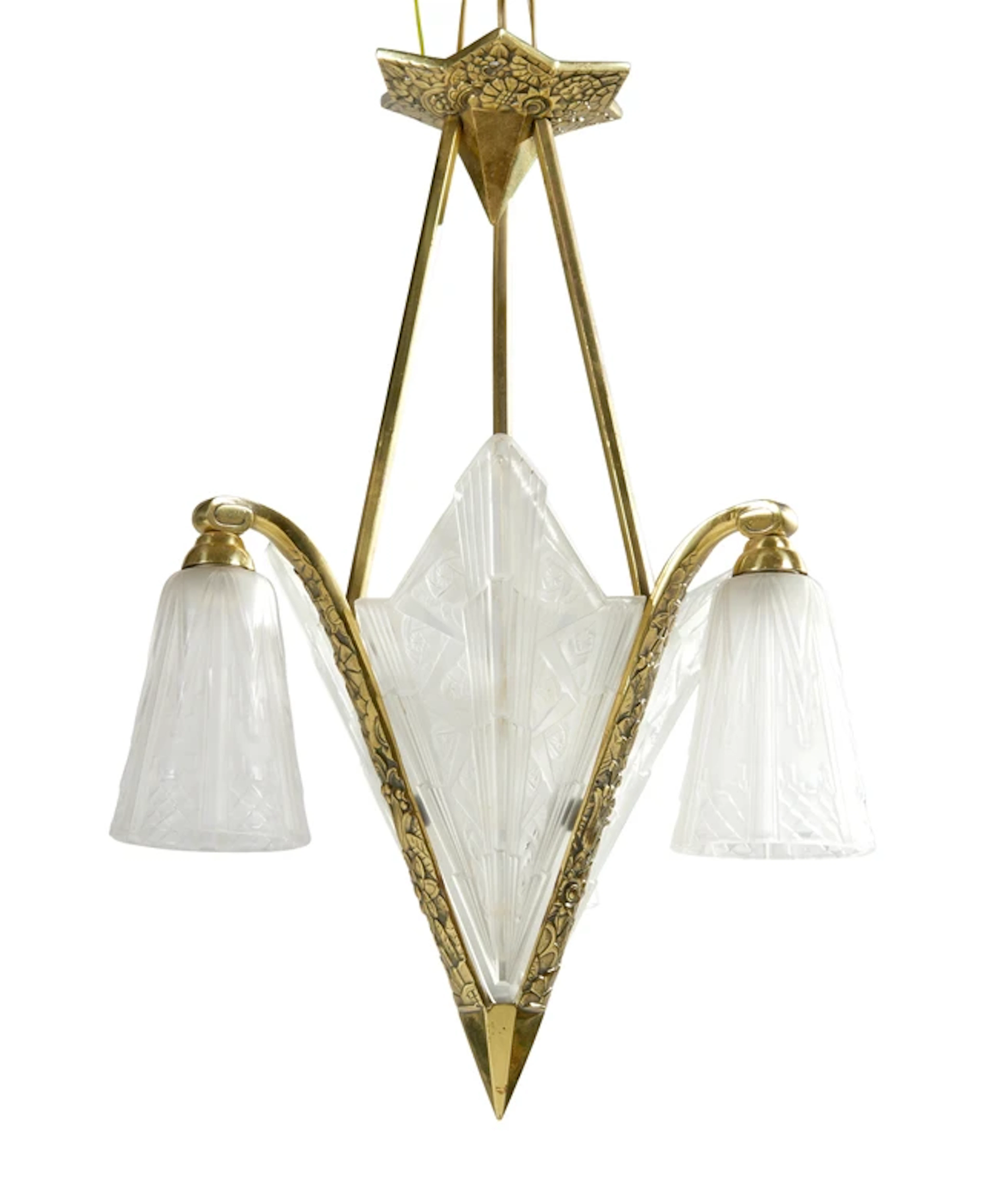 Attributed to Etablissements Jean Gauthier Art Deco pendant light