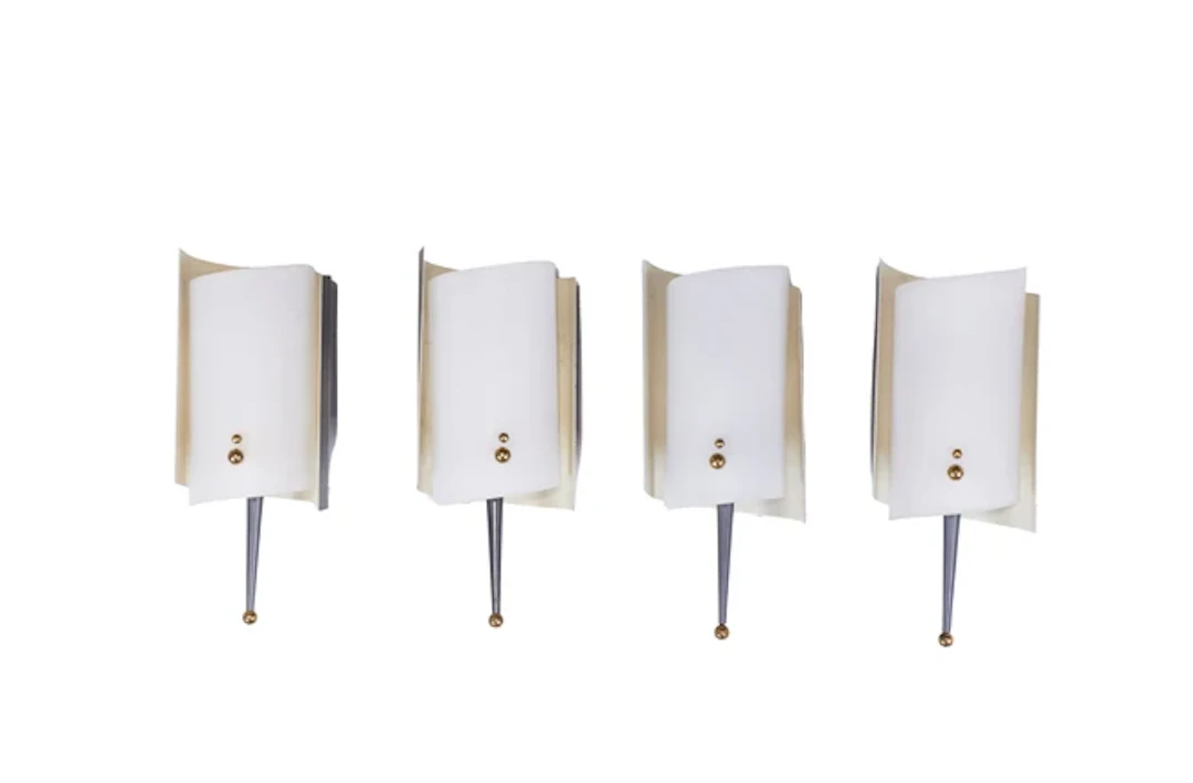 Jacques Biny (1913-1976) for Luminalite Set of four wall lights