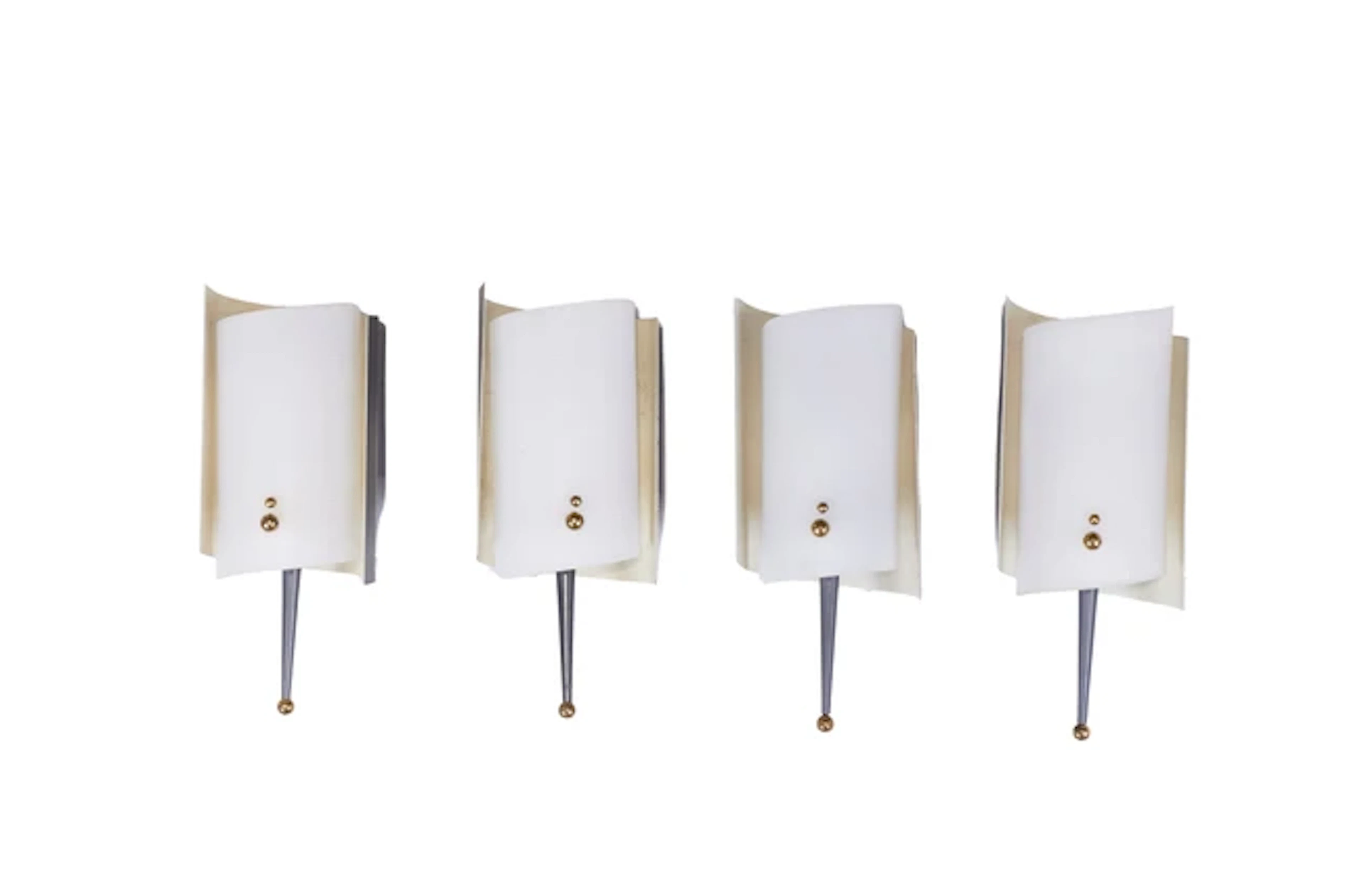 Jacques Biny (1913-1976) for Luminalite Set of four wall lights