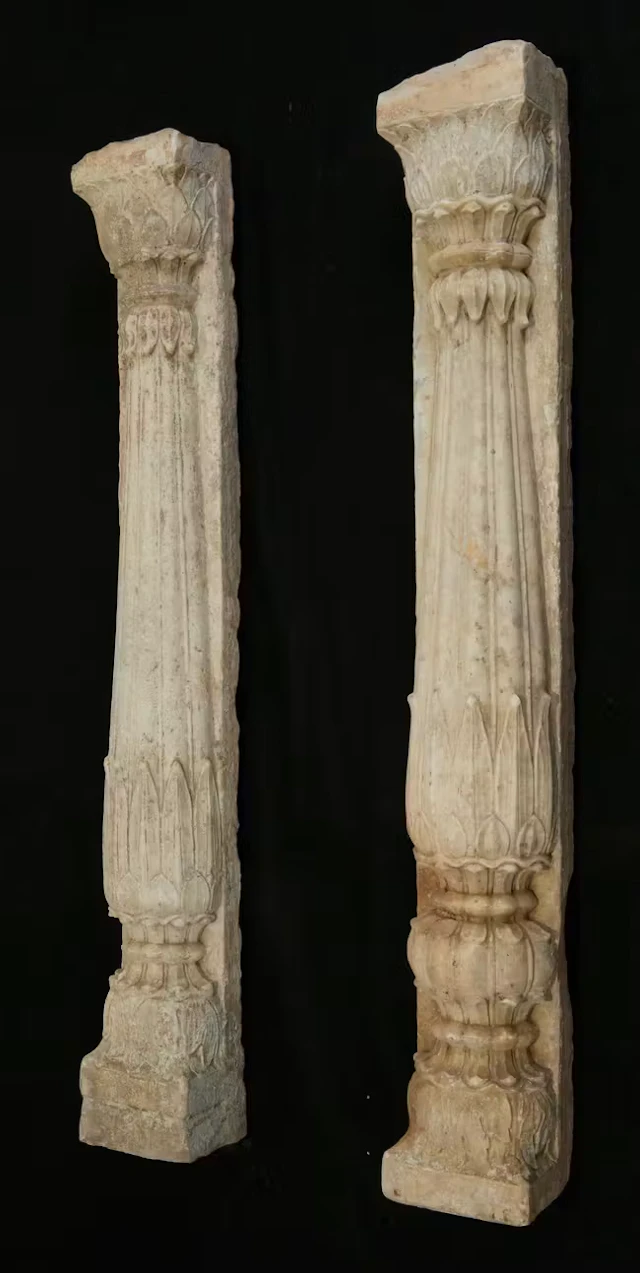 Two marble pilasters