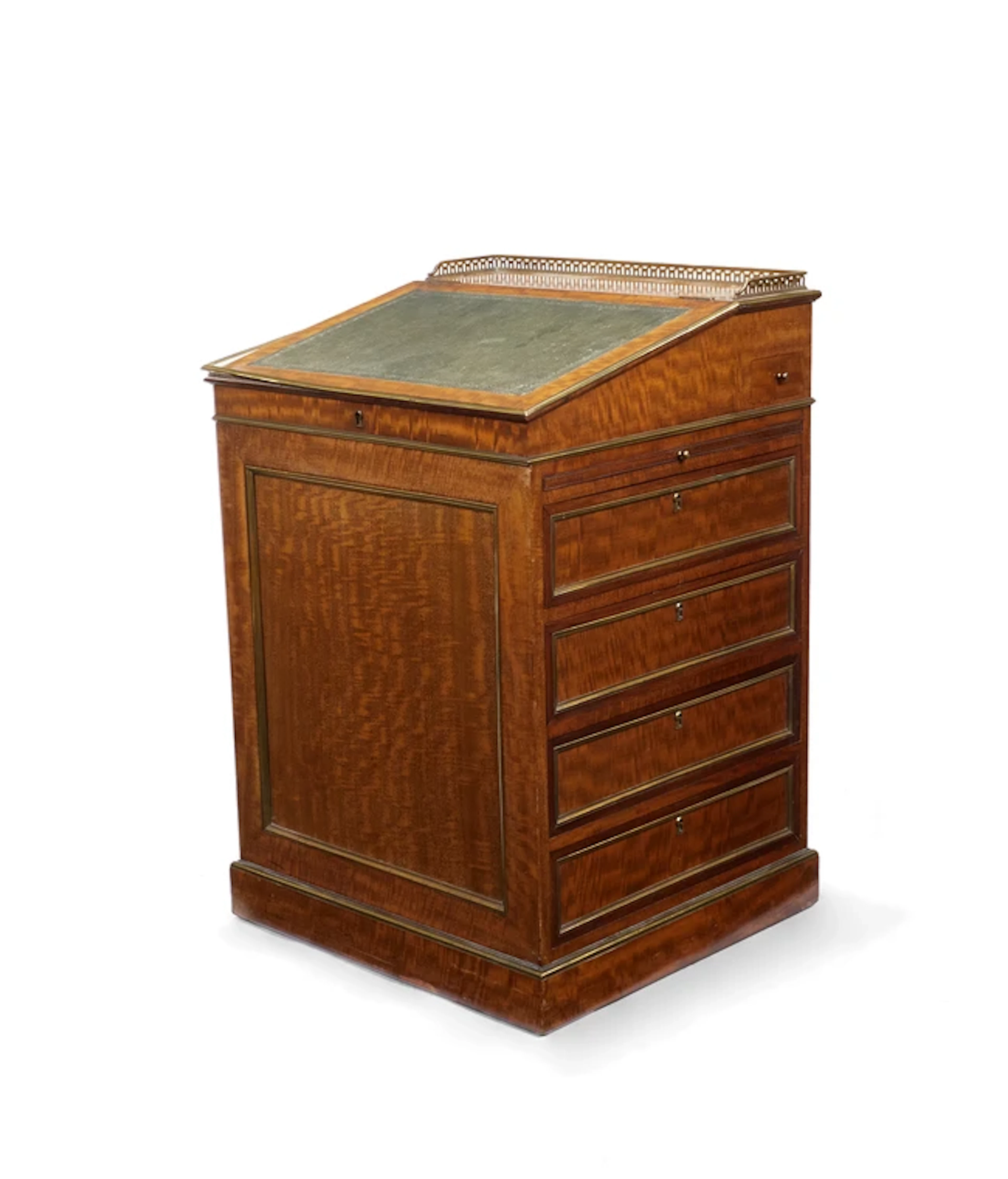A Regency brass-mounted mahogany davenport