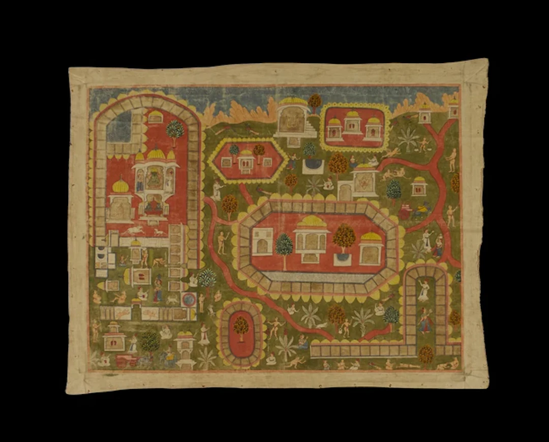 A Jain Pata or pilgrimage map,Gujarat
