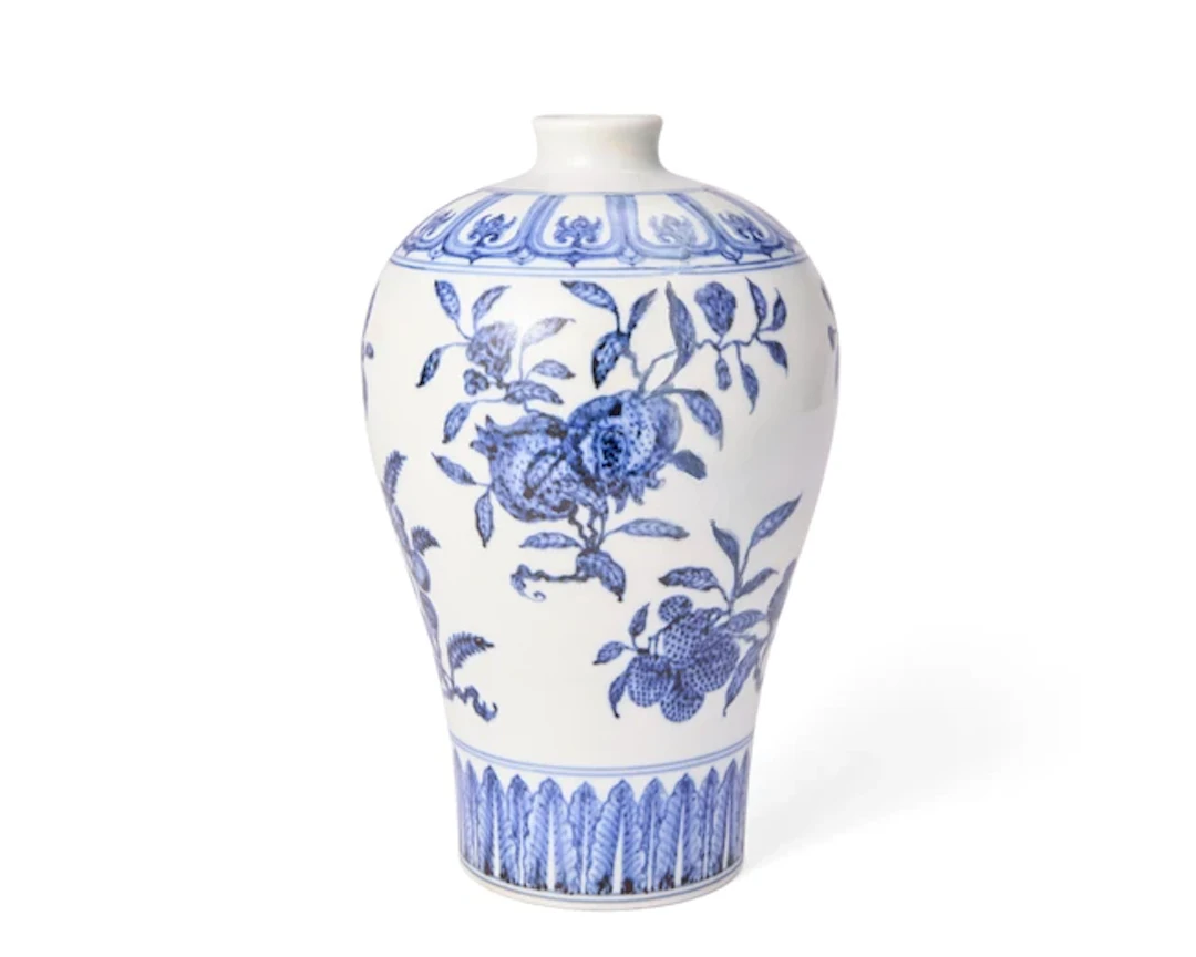 A Chinese blue and white 'fruit' baluster vase