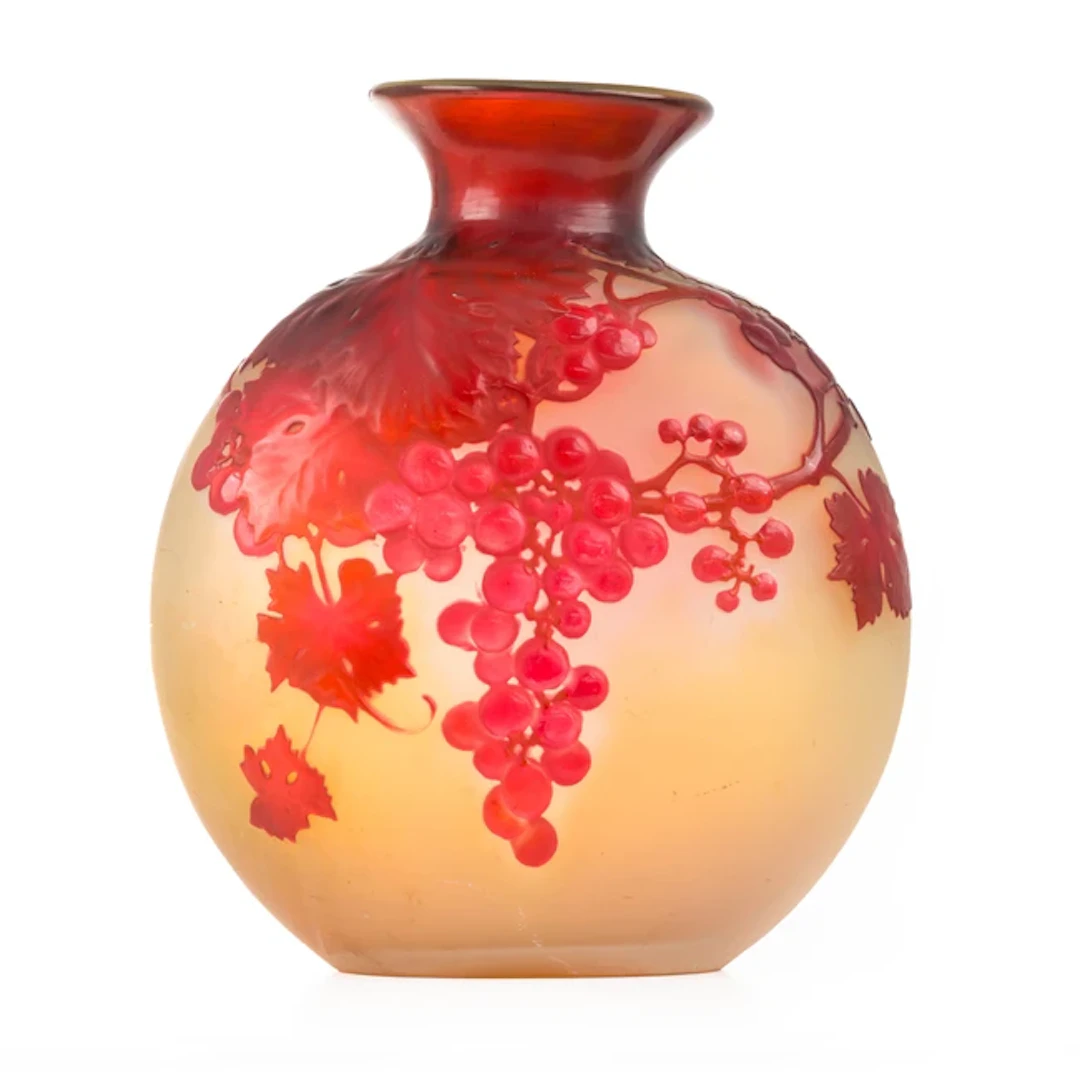 Gallé Vase with grape and vine leaf decoration