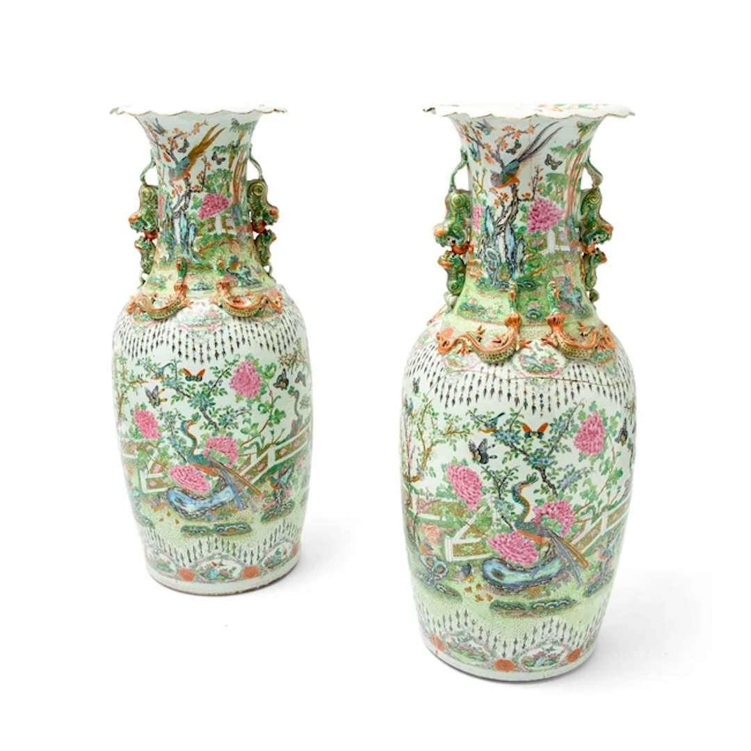 A pair of large Chinese 'Canton' famille rose vases Late...