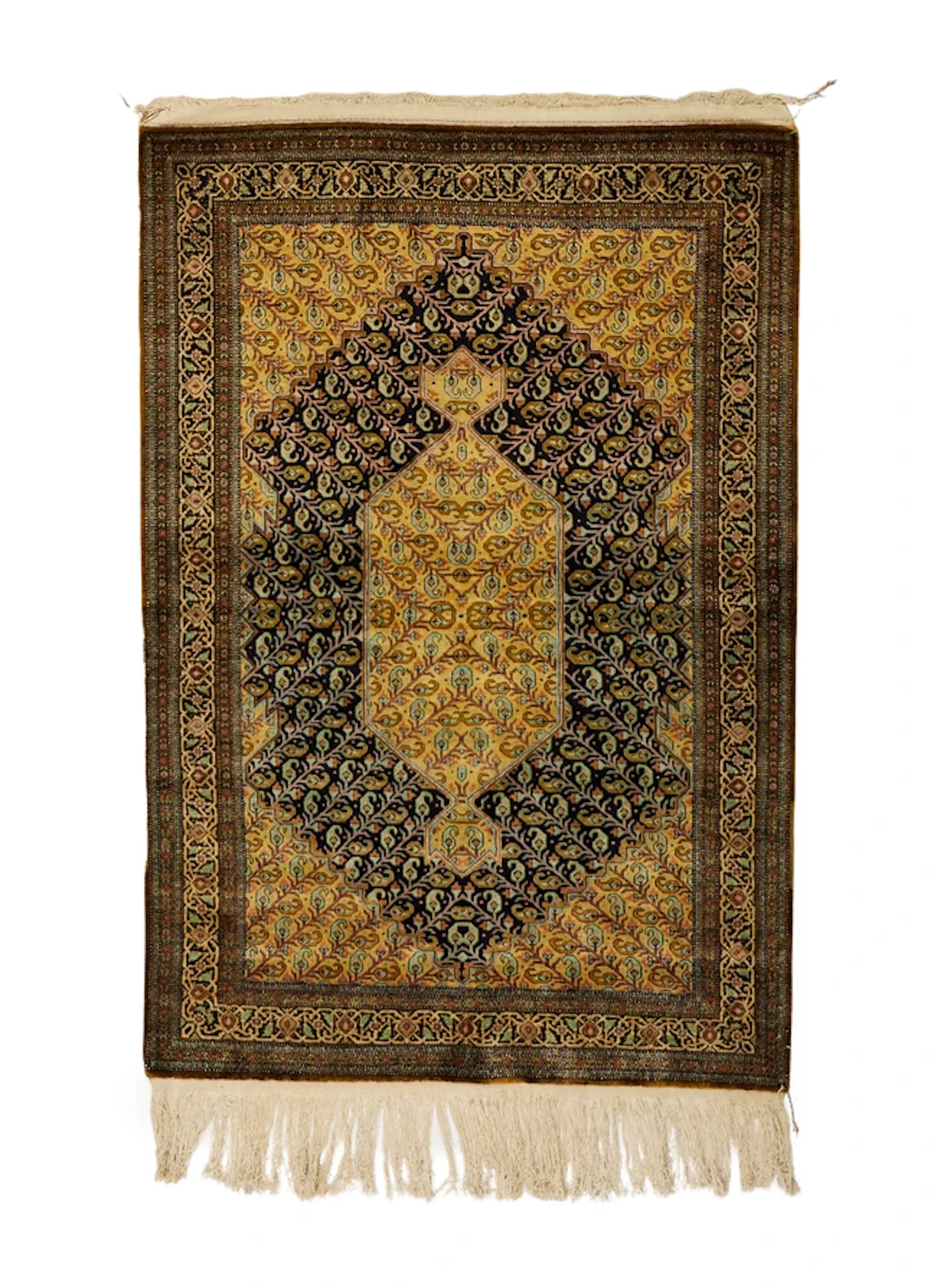 A Persian silk Qum rug