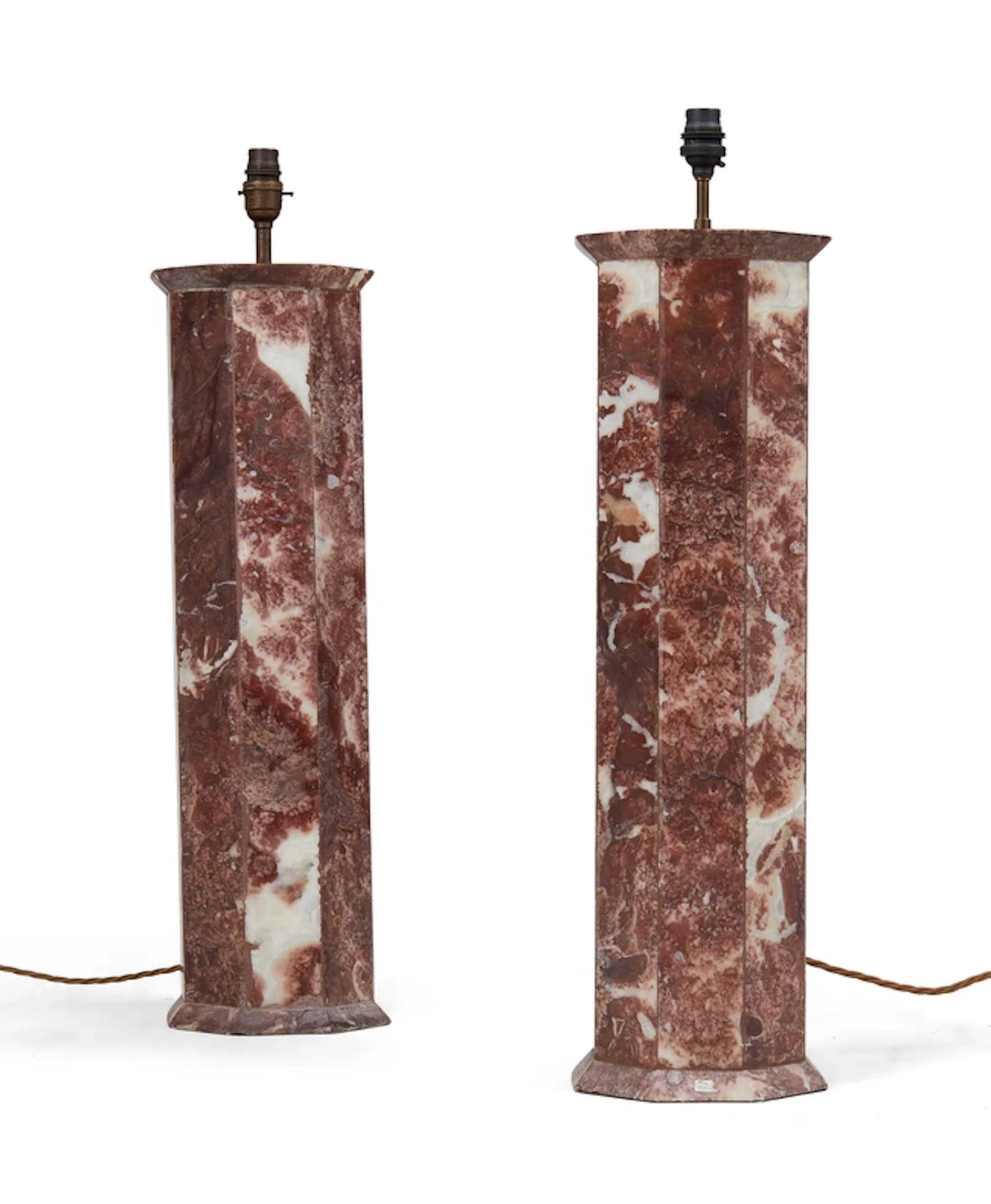 Continental Pair of hexagonal table lamps